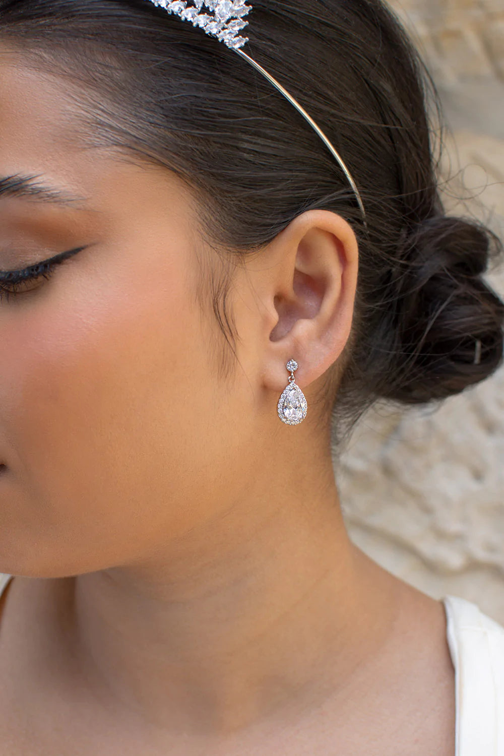 Estelle Dainty Crystal Bridal Drop Earrings - Elegant Wedding Jewelry for Brides, Bridesmaids & Formal Events | Handmade Sterling Silver Earrings with Swarovski Crystals | Perfect for Weddings, Prom & Evening Occasions