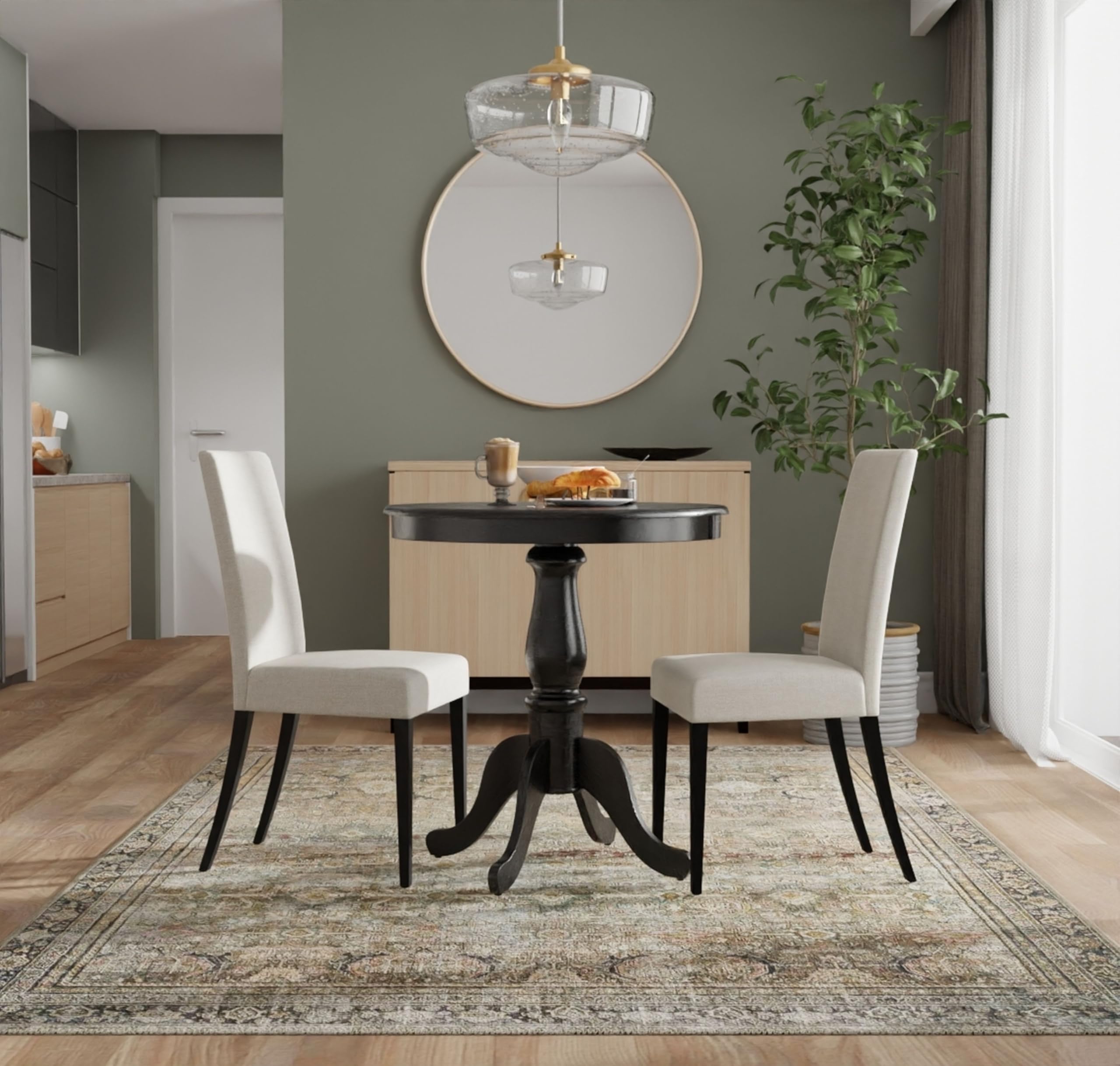 Carolina Chair and Table Hamilton 30-Inch Round Pedestal Bar Table in Antique Black - Perfect for Kitchen Islands, Home Bars, and Dining Room Decor