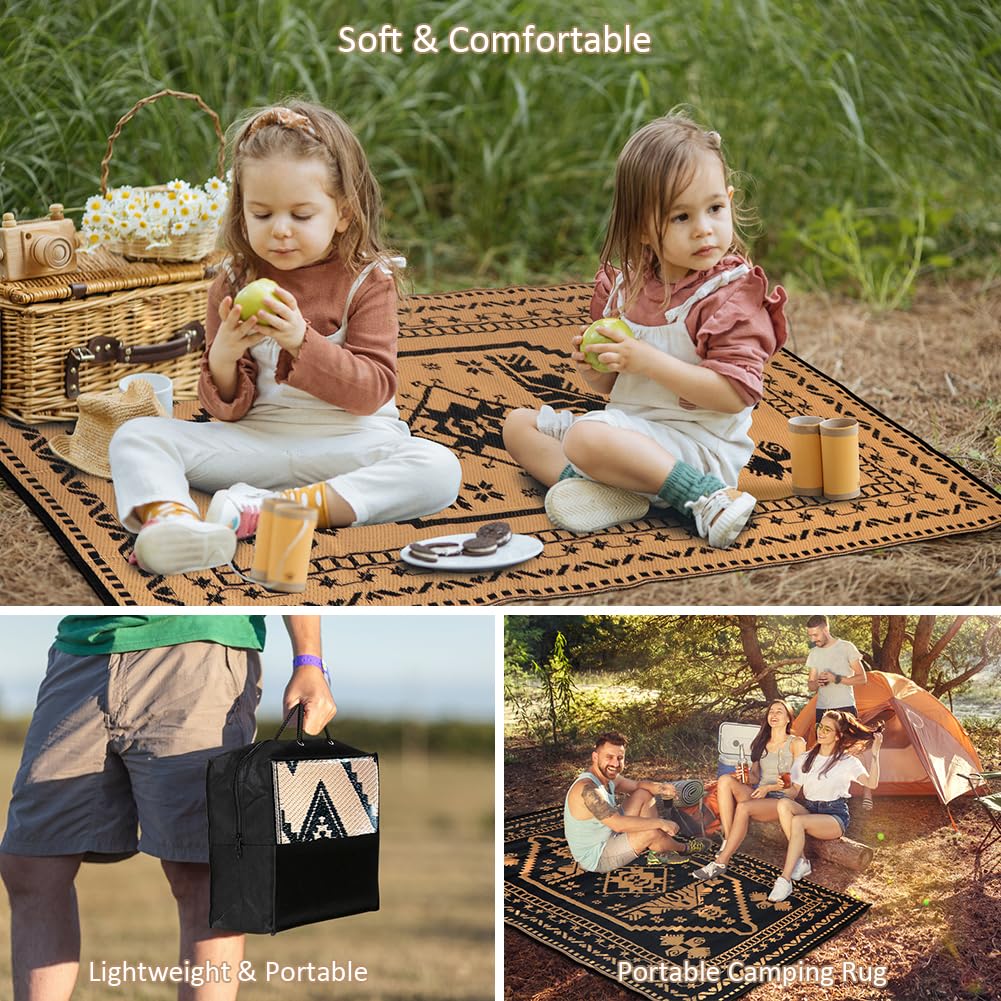 LILIOFFIC 5'x8' Waterproof Reversible Indoor Outdoor Rug - Durable Plastic Straw Mat for Patio, Deck, RV, Camping, Picnic & Beach | Portable & Easy to Clean | Perfect for Outdoor Entertaining & Relaxation