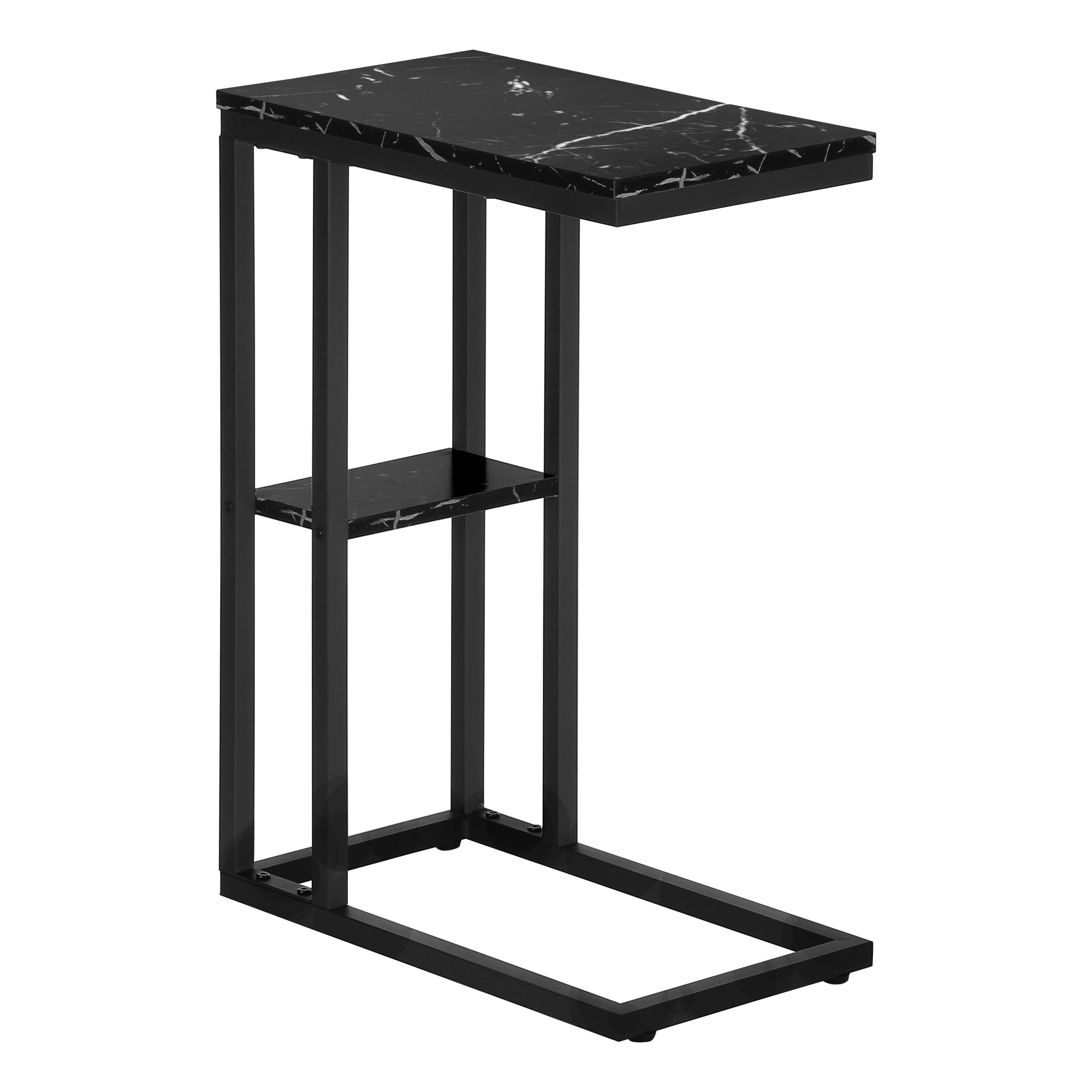 Elegant Black Marble Accent Table with Black Metal Frame - 25 Inch Height - Perfect for Living Room, Bedroom, or Office Decor