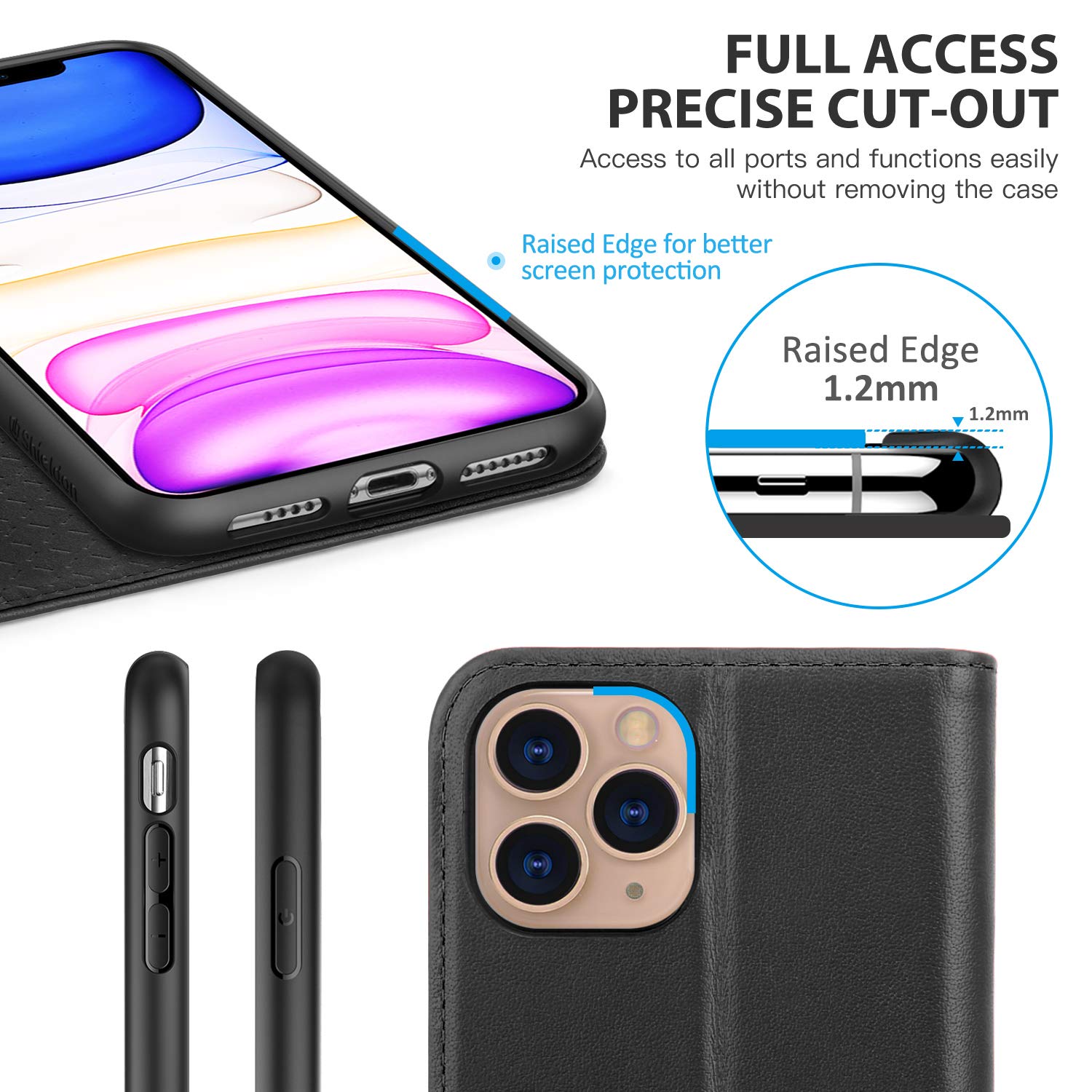 Premium SHIELDON Genuine Leather Wallet Case for iPhone 11 Pro Max (6.5