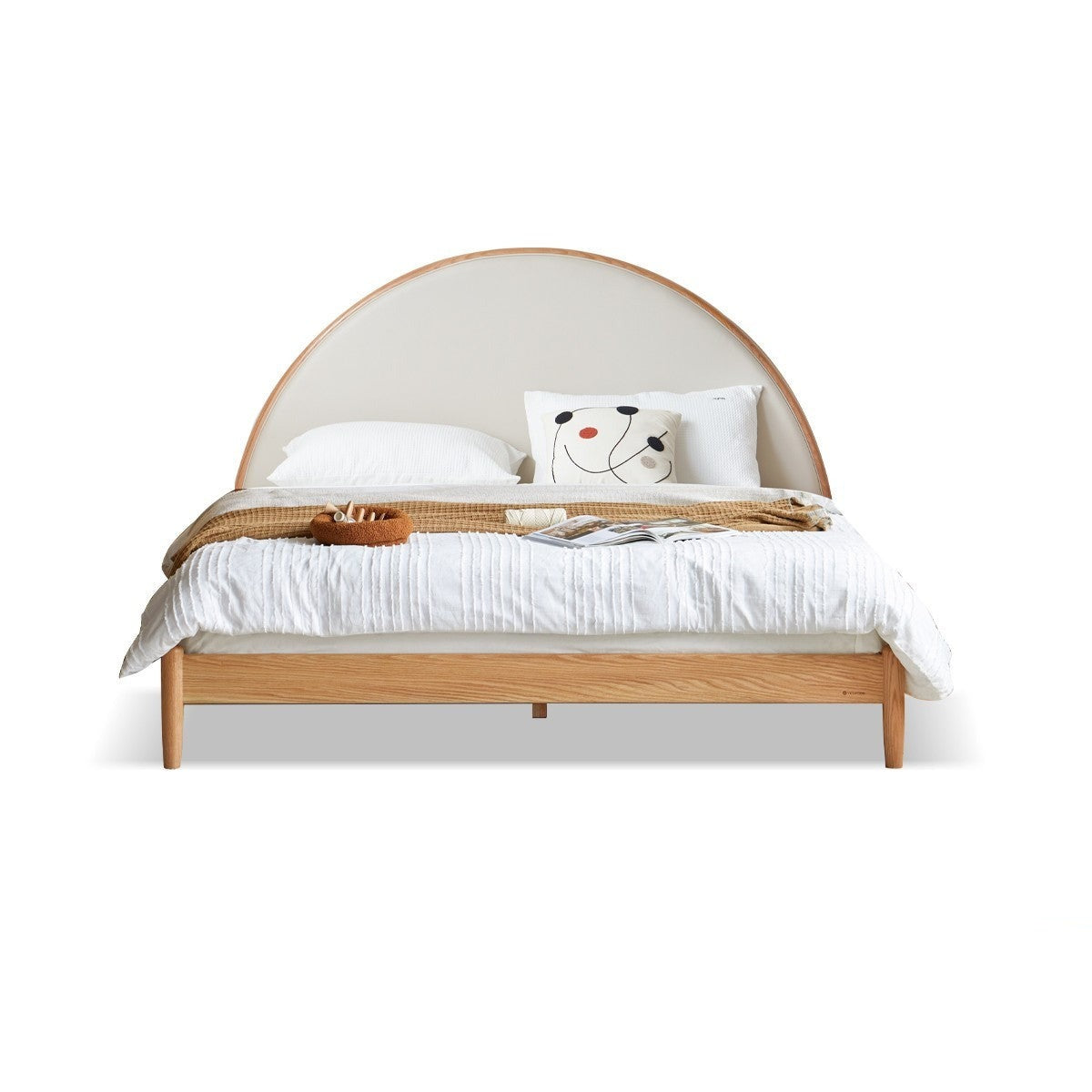 Oak Solid Wood Sunrise Bed with Technology Fabric - Perfect for Modern Bedrooms and Cozy Home Decor