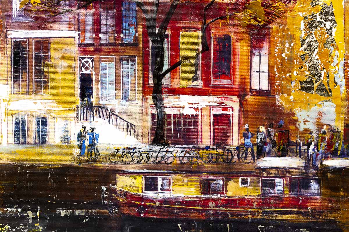 Amsterdam Reflections Original Canvas Art Print - Stunning Cityscape Wall Decor for Living Room, Bedroom & Office