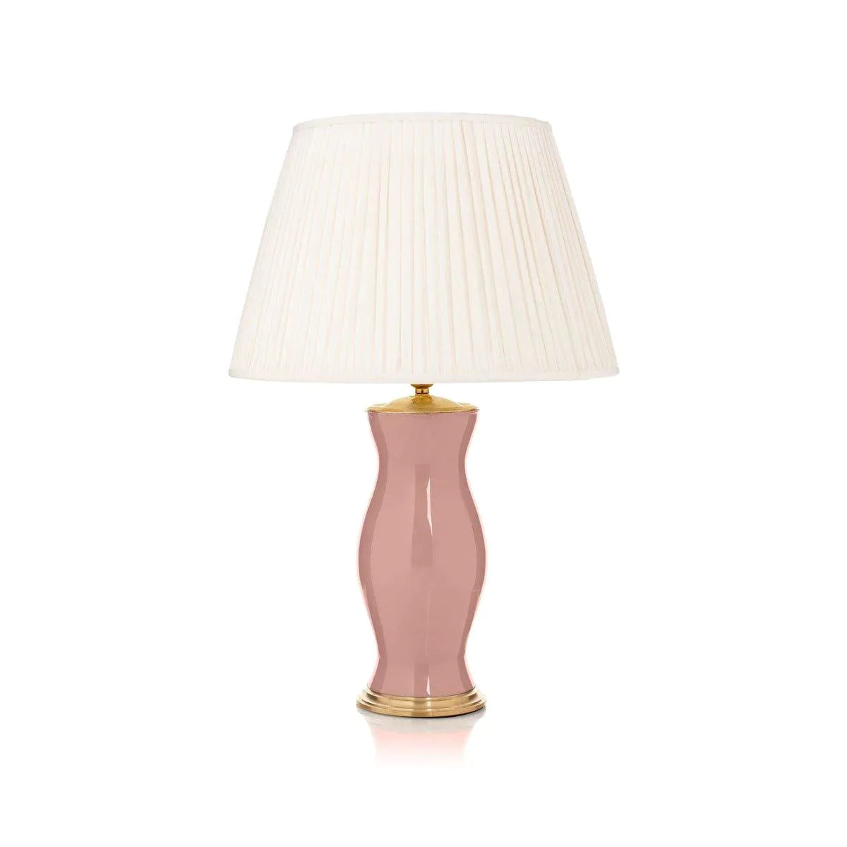 Elegant Blush Pink Handblown Glass Table Lamp with Brass Accents - Perfect for Bedroom Nightstand, Living Room Decor & Romantic Ambiance Lighting