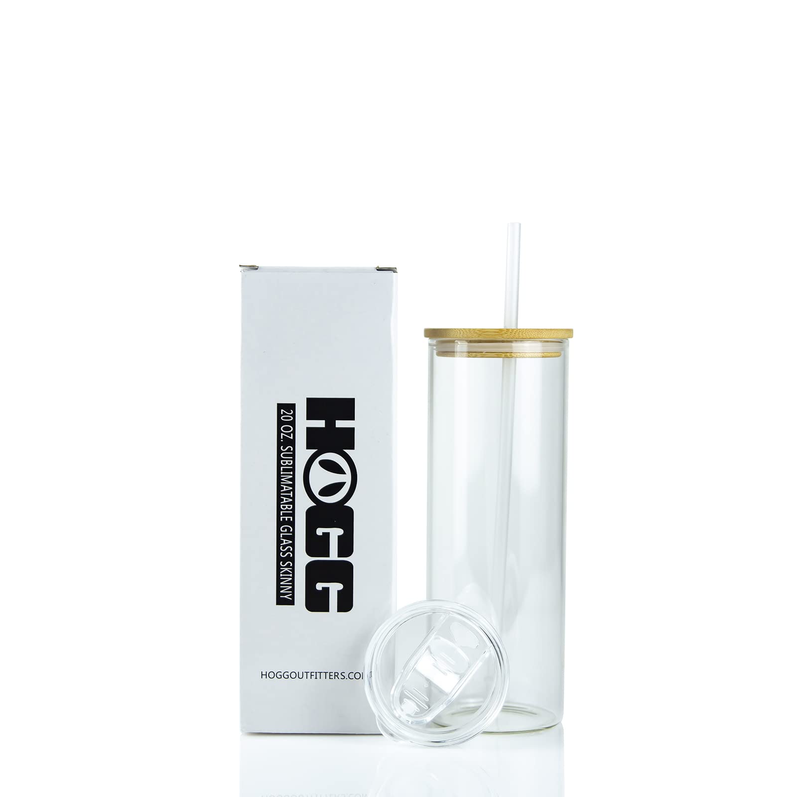 20oz Sublimation Glass Cups with Bamboo Lids & Straws - Clear Frosted Tumblers Bulk Pack of 25 - Perfect for Custom Designs, Party Favors, Wedding Gifts & Home Bar Use