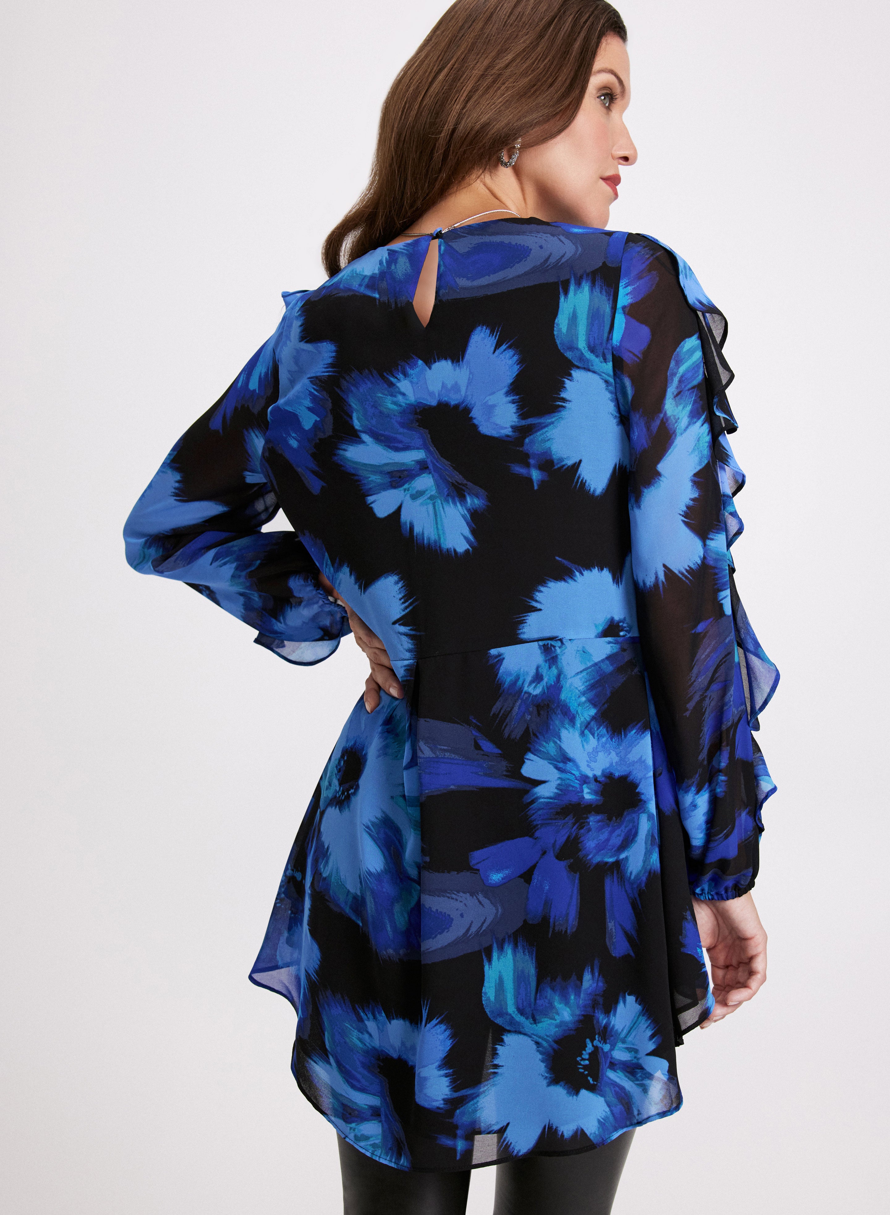 Elegant Floral Print Chiffon Blouse for Women - Lightweight Summer Tops - Perfect for Office Wear, Date Night & Casual Outings