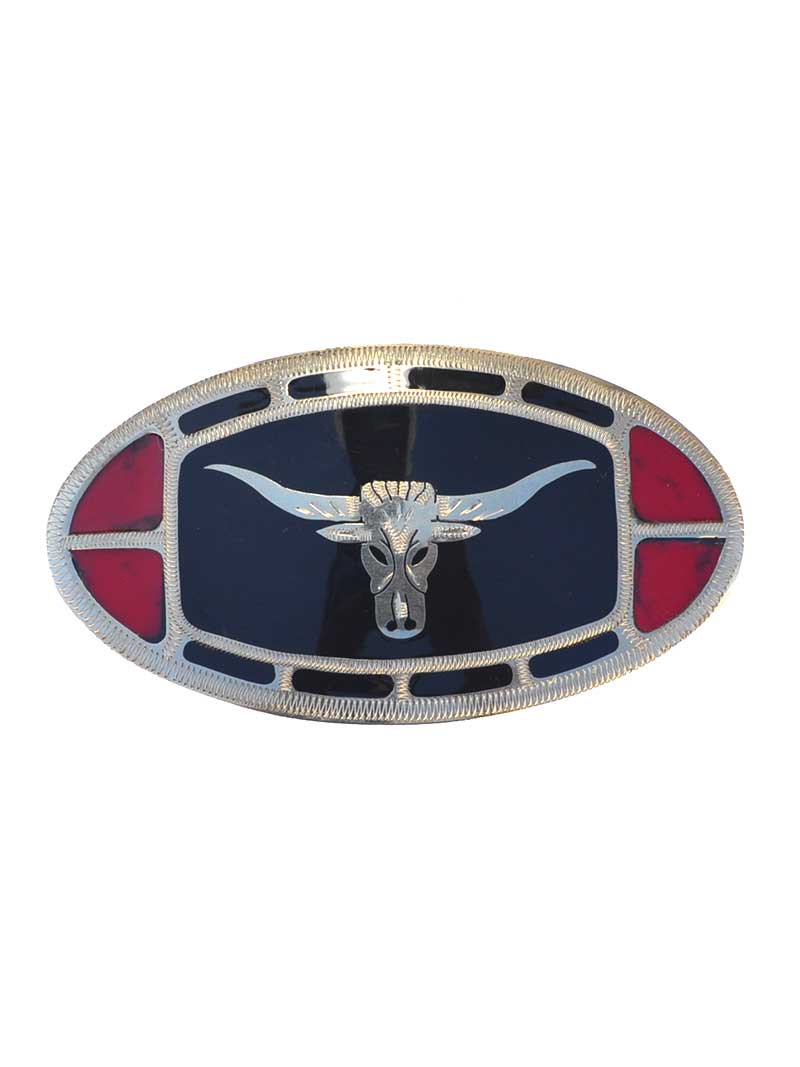 Johnson & Held JHLONGHORN Handcrafted Nickel Silver Longhorn Belt Buckle for Men - Western Style Cowboy Accessory for Rodeo, Ranch & Country Fashion