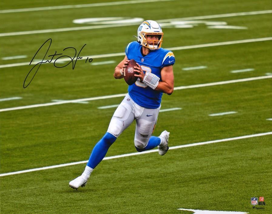 Justin Herbert Autographed 16x20 Los Angeles Chargers Photo - Limited Edition Collectible for NFL Fans - Perfect for Game Room, Man Cave, or Sports Memorabilia Collection