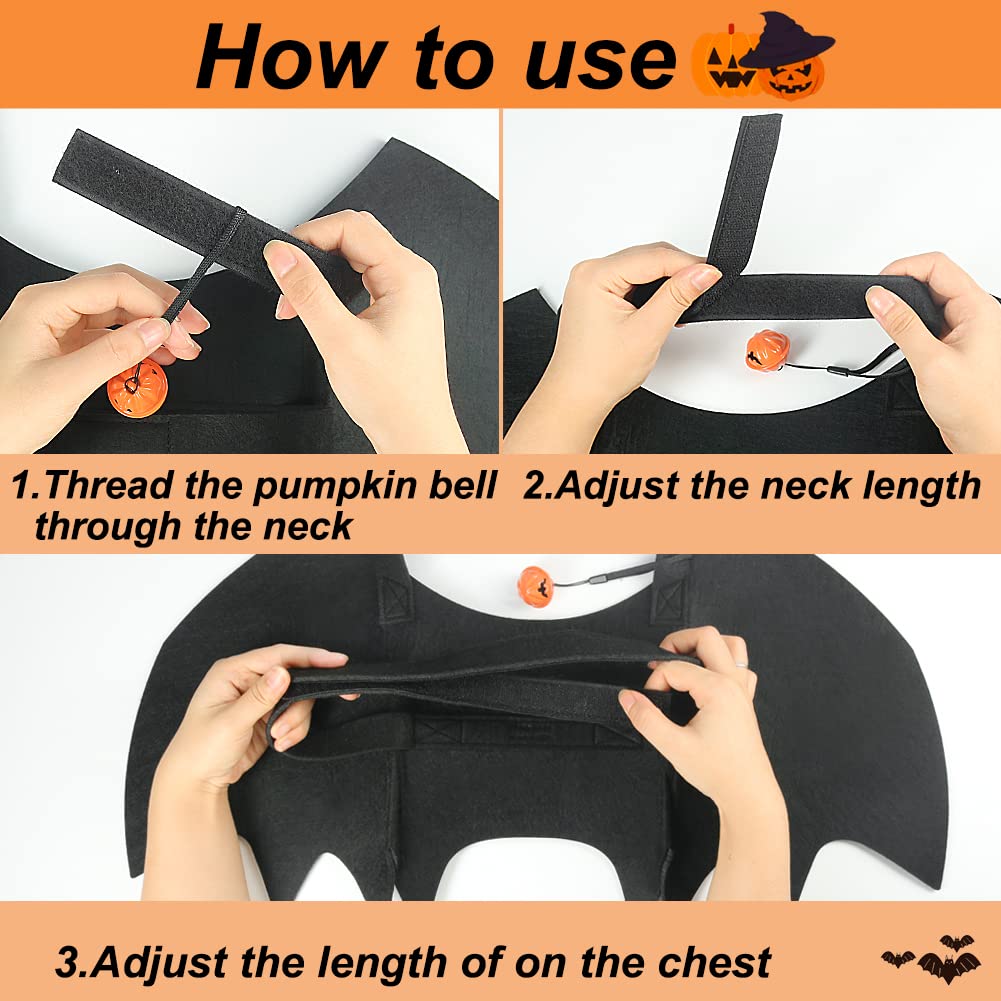 Adjustable Halloween Bat Wings Costume for Medium & Large Dogs - Black Pet Bat Wings with Bell for Cosplay, Party Decoration & Dress-Up | Perfect for Halloween, Pet Parties & Photo Shoots