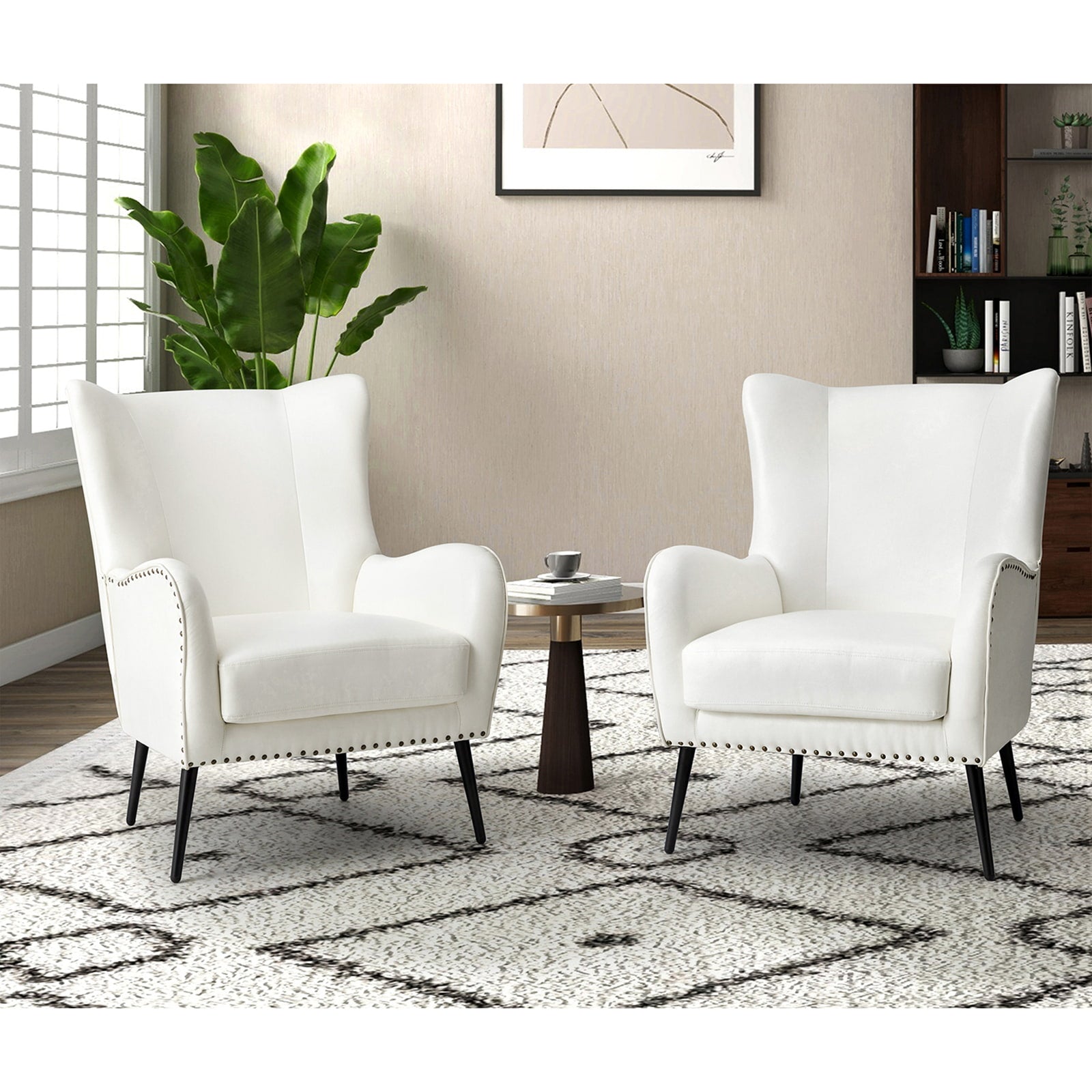 Stylish Shepherd Wingback Vegan Leather Armchair - Modern PU Leather Accent Chair for Living Room, Bedroom & Office - Comfortable Mid-Century Design with Optional Types