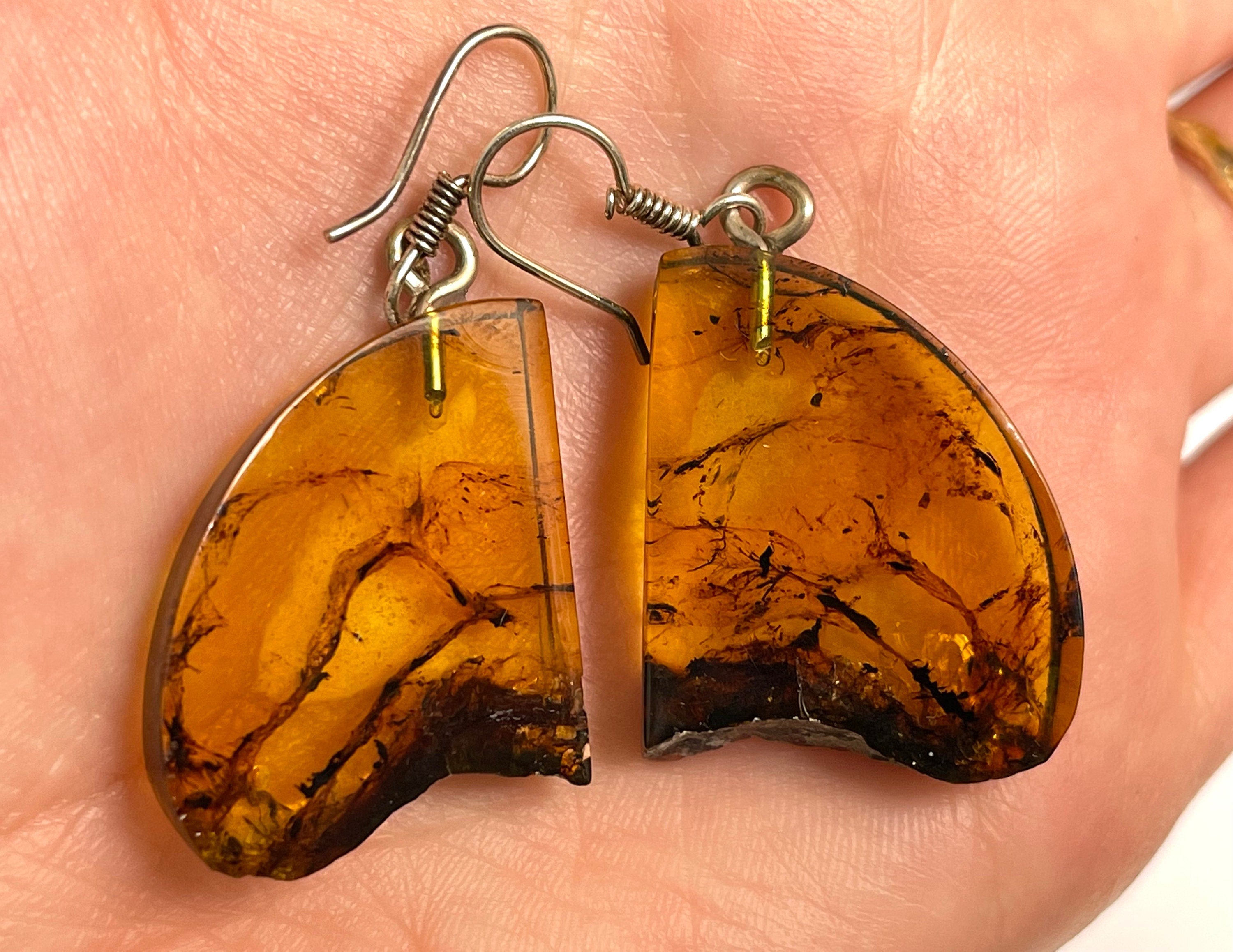 AMBER Crystal Earrings - Handmade Healing Jewelry with Natural Stones | Elegant Dangle Statement Earrings for Women | Perfect for Spiritual Healing, Meditation & Boho Fashion