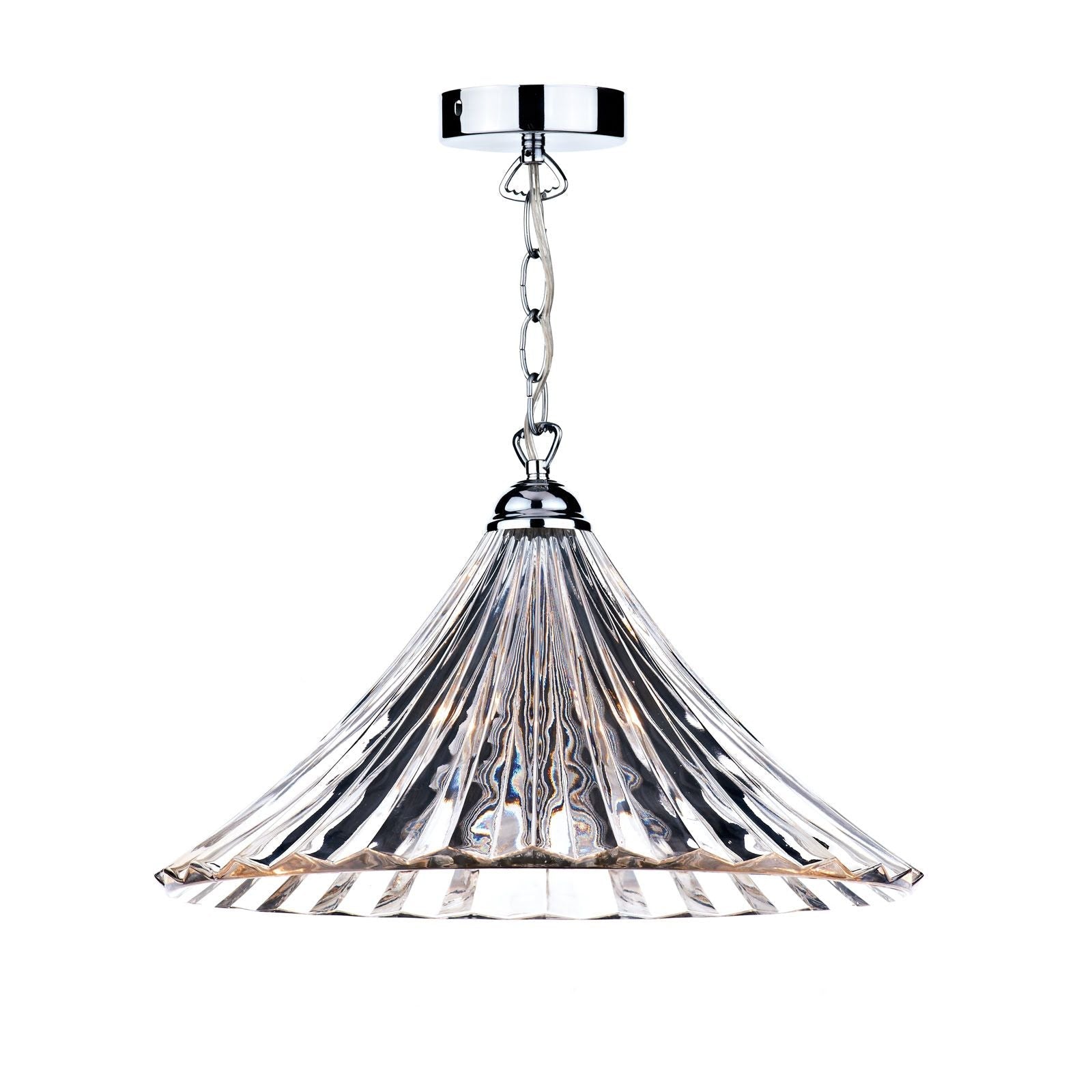 Ardeche Large Pendant Light - Clear Glass Shade with Polished Chrome, Amber Glass & Antique Brass Finish - Perfect for Dining Room, Kitchen Island or Entryway Lighting