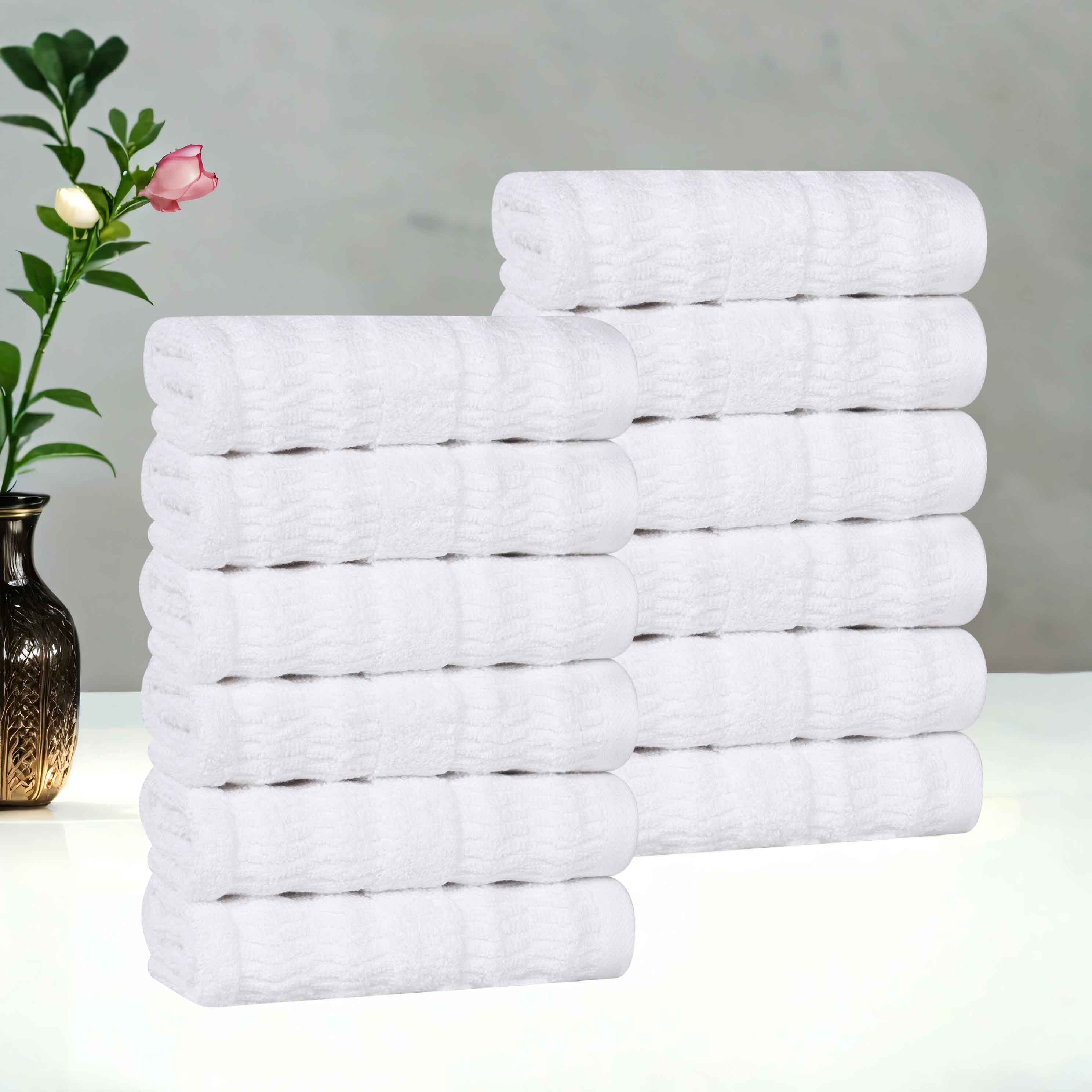 Mika Smart Twist Cotton Solid Face Towels & Washcloths - 12 Pack | Soft & Absorbent for Bath, Spa, Gym & Travel