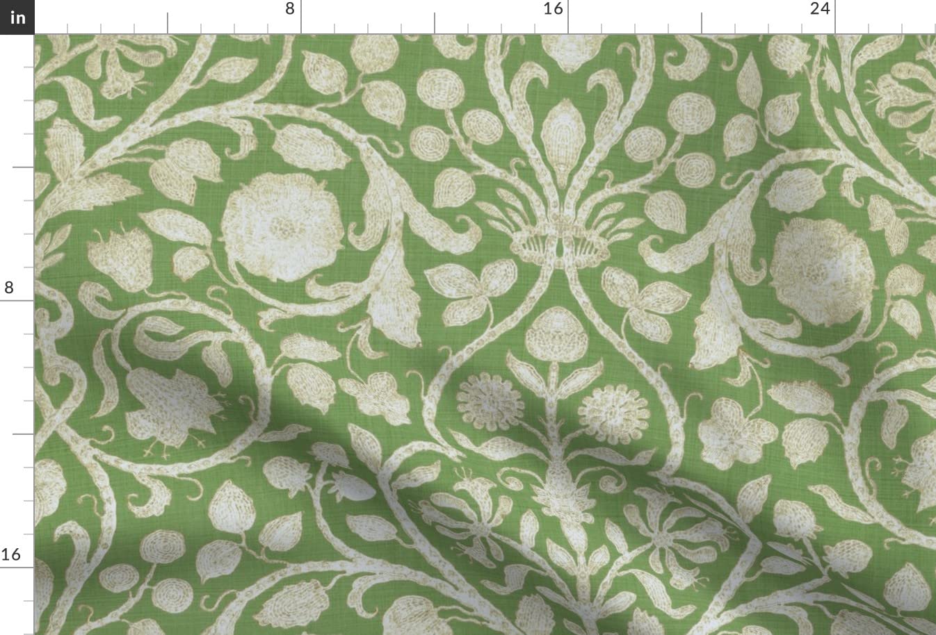 Spring Green Damask French Floral Printed Minky Fabric Fat Quarter - Soft Plush Fabric for Sewing Baby Blankets, Quilt Backing & DIY Plush Toys - Perfect for Nursery Decor & Craft Projects