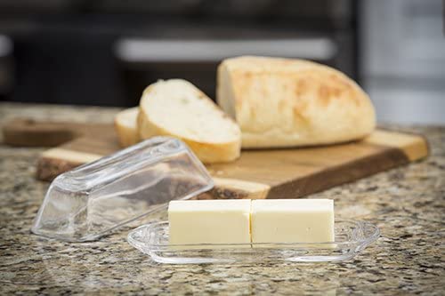Tablecraft Glass Butter Dish with Lid - Airtight & Elegant Butter Keeper for Freshness - Perfect for Kitchen, Dining Table, and Breakfast Buffets
