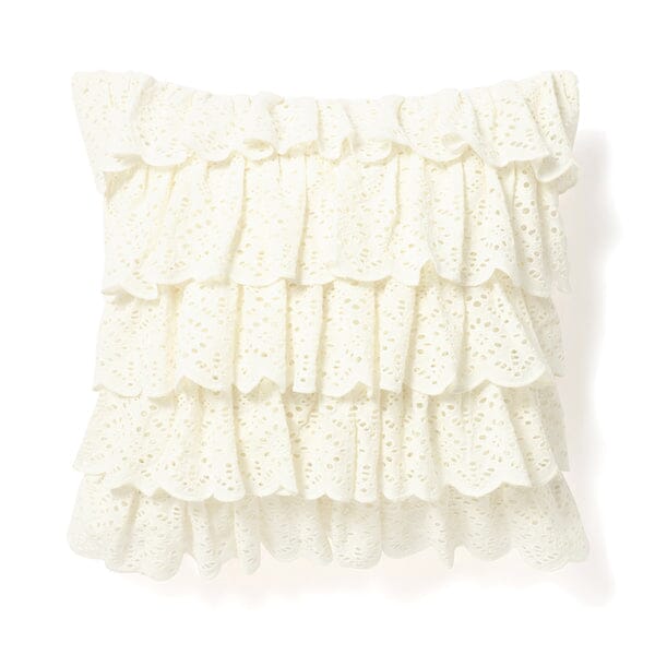 Elegant Embroidery Lace Frill Cushion Cover 18x18 Inches White - Perfect for Sofa, Bedroom Decor and Home Accents