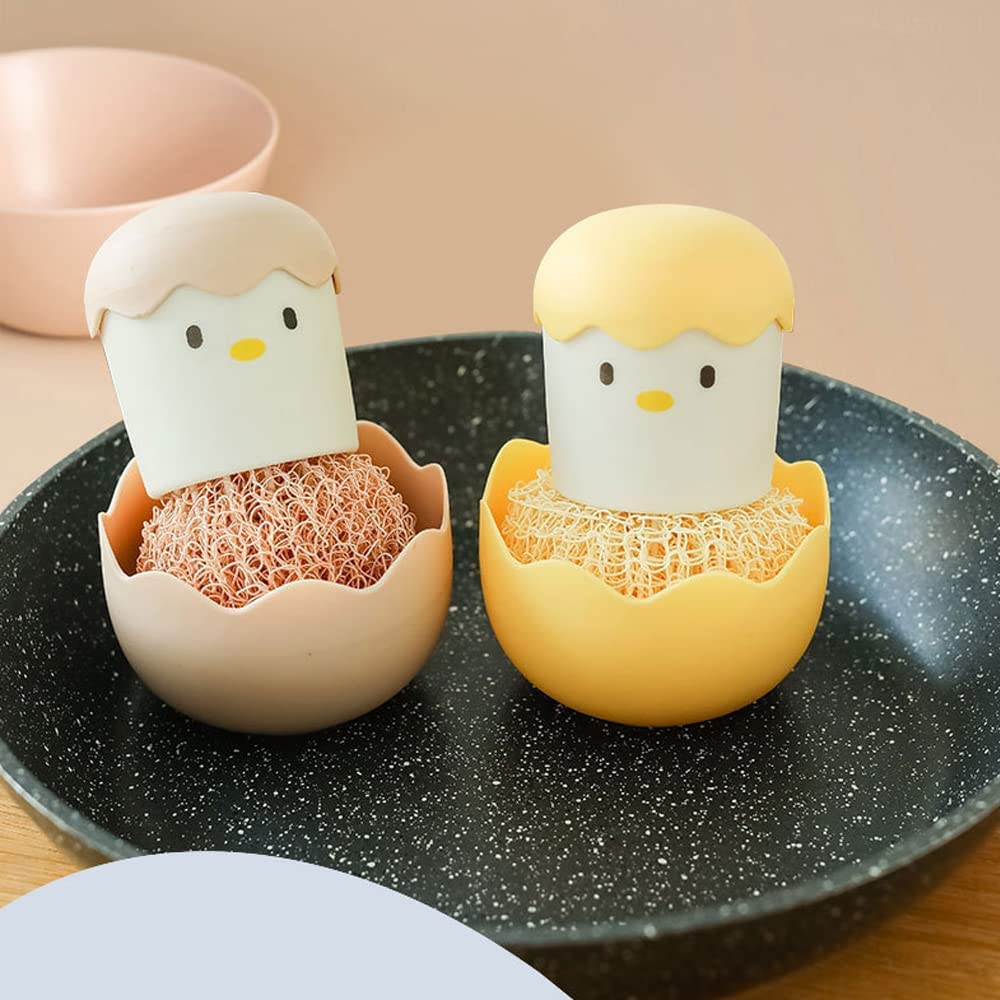 WE3 Cute Cartoon Kitchen Cleaning Scrubbers - Soft Dish Sponges for Sink, Pots & Pans (Pink) - Perfect for Home, Restaurant & Office Cleaning
