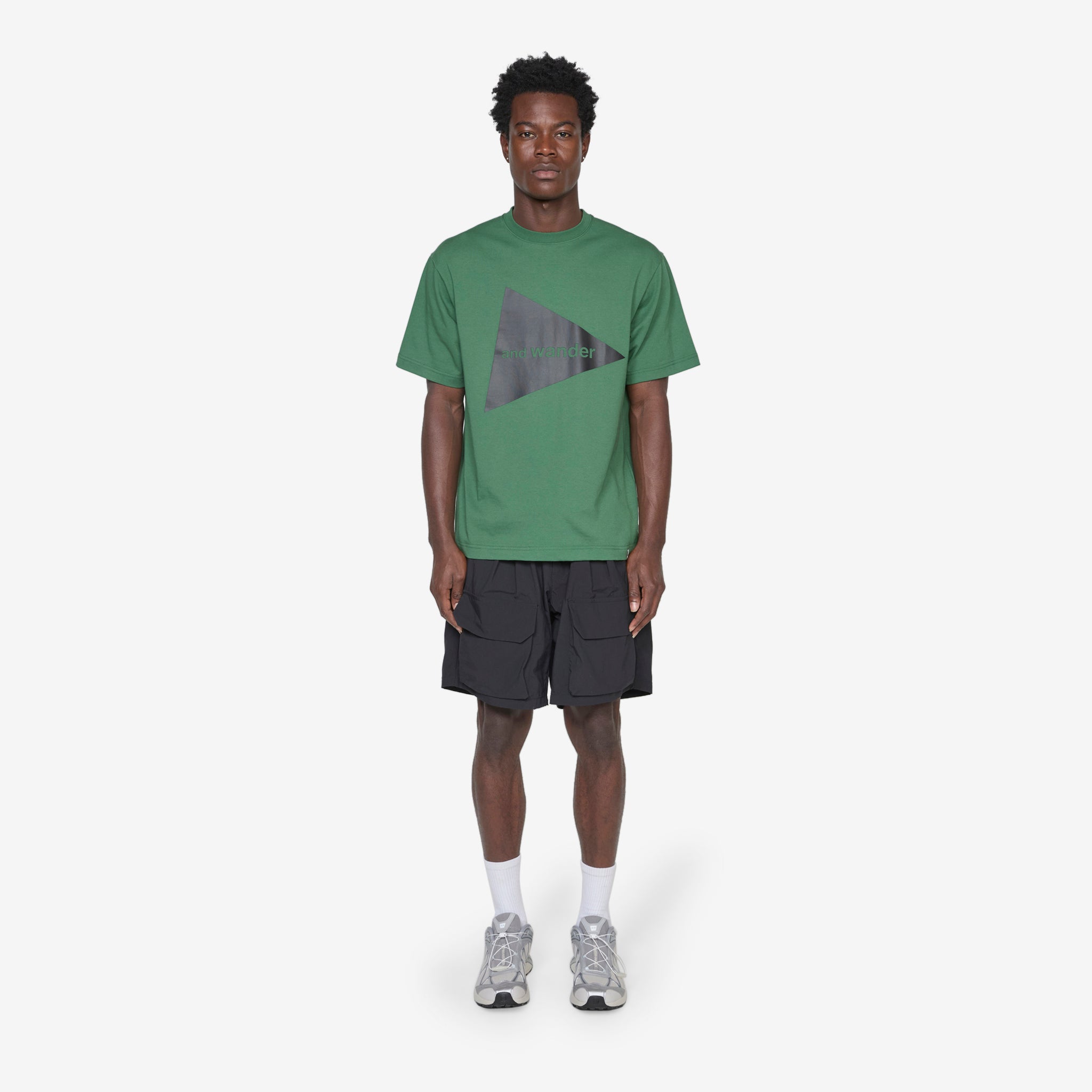 and wander Big Logo T-Shirt for Men - Green Cotton Casual Tee for Outdoor Adventures & Streetwear Fashion
