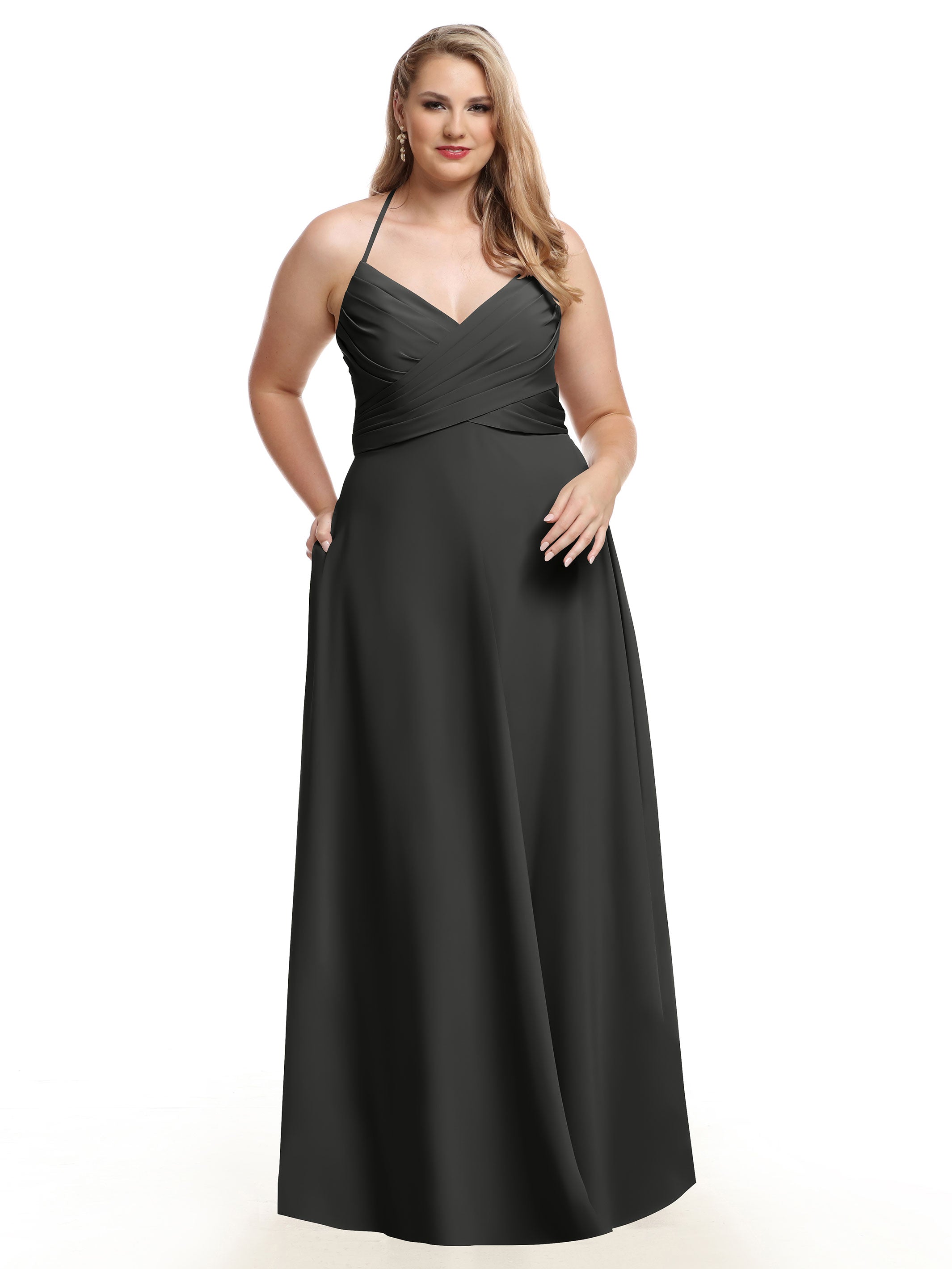 Elegant V-Neck Pleated Stretch Chiffon A-Line Bridesmaid Dress 80101 - Perfect for Weddings, Formal Events & Special Occasions