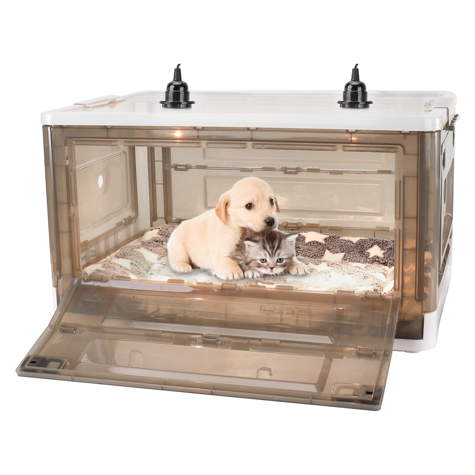 Puppy Incubator with Heating - 85L Newborn Puppy & Kitten Incubator with Bed Mat | Ideal for Veterinary Clinics, Breeders & Pet Rescue Shelters
