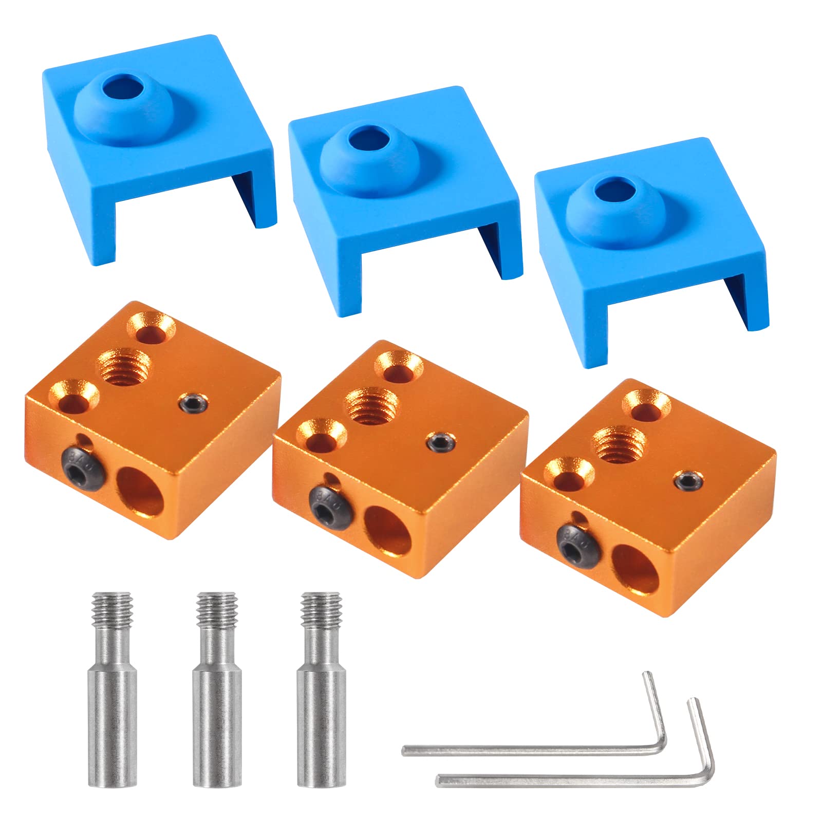 Aokin 3D Printer Heat Break Kit - Stainless Steel Throat, Aluminum Heater Block & Silicone Sock for Creality Ender 3/3 Pro/3 V2/5/5 Pro, CR-10/10S | High-Temp Replacement Parts | Perfect for DIY 3D Printing & Maintenance