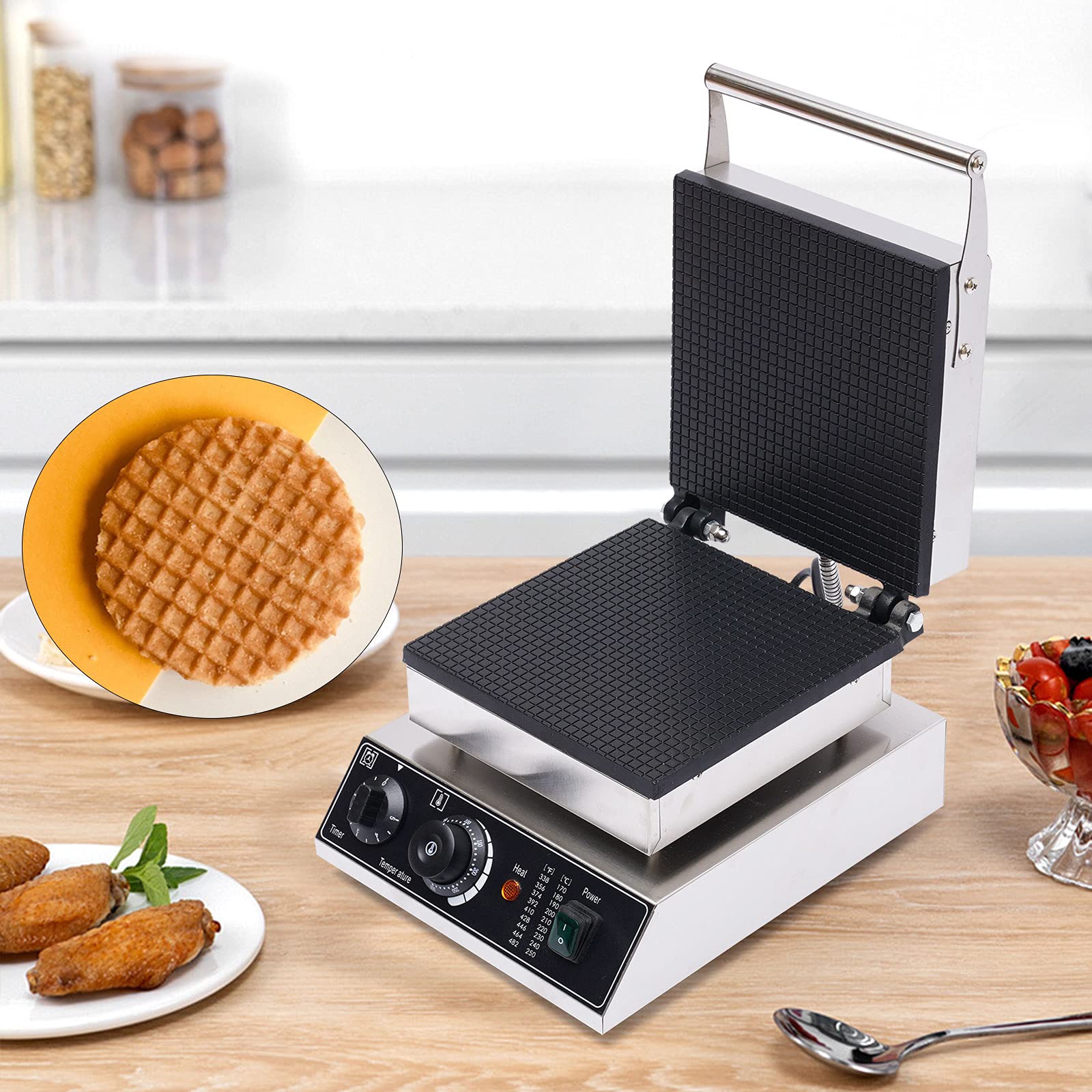 LOYALHEARTDY 110V Commercial Electric Waffle Maker with Nonstick Coating, Adjustable Temperature & Timer Control - Perfect Heart Shaped Waffles for Restaurants, Cafes, Breakfast Buffets & Home Use