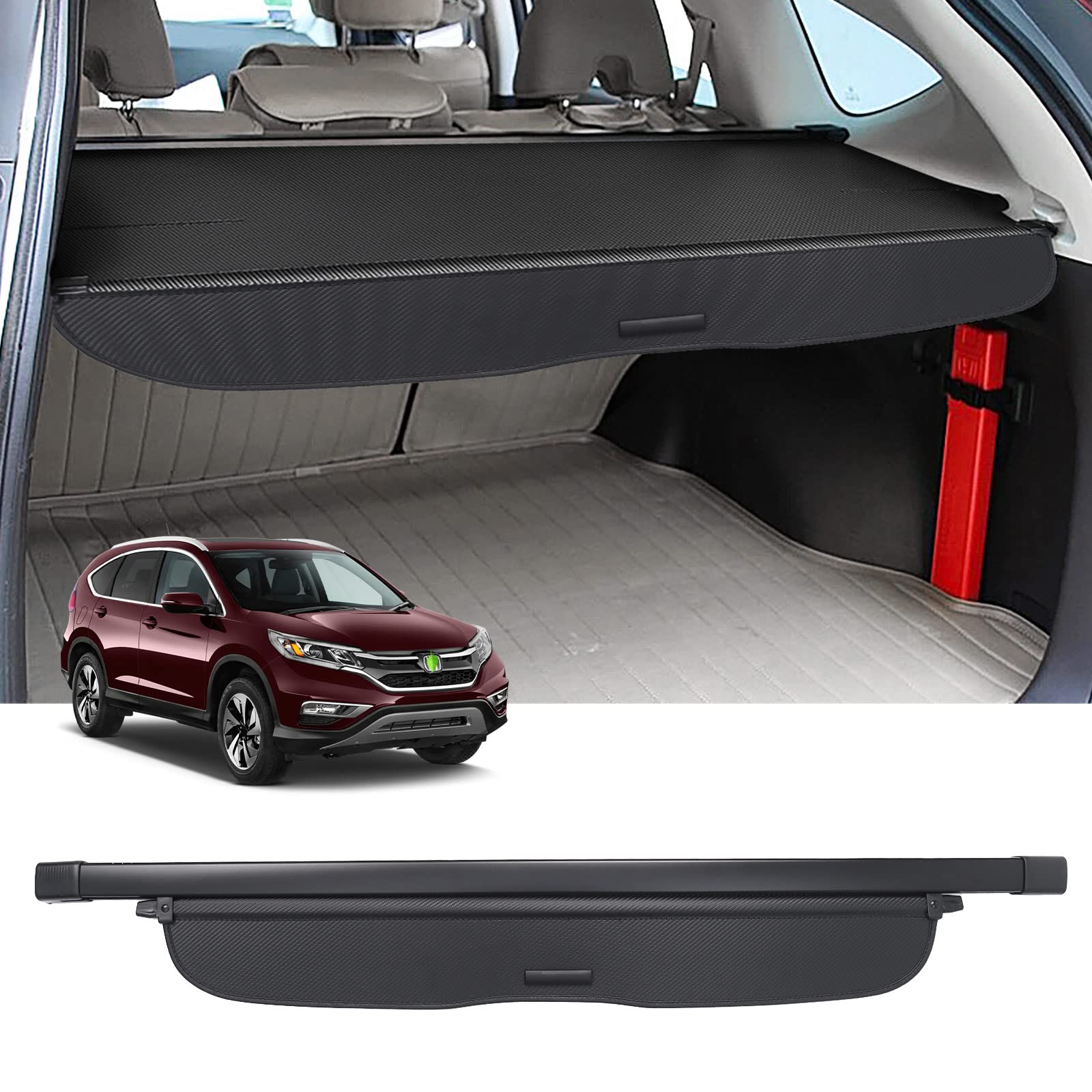 2012-2016 Honda CR-V Retractable Cargo Cover | Black Trunk Shade Protector | Car Accessories for Luggage Protection & Privacy | Perfect for Road Trips & Daily Commutes