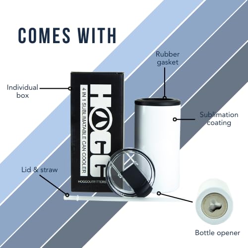 4-in-1 Sublimation Can Cooler (25 Pack) - Insulated Stainless Steel Beer Can, Skinny Can, Bottle & 14oz Tumbler Cooler with Extra Lid & Straw - Perfect for Parties, BBQs, Outdoor Events & Personalized Gifts