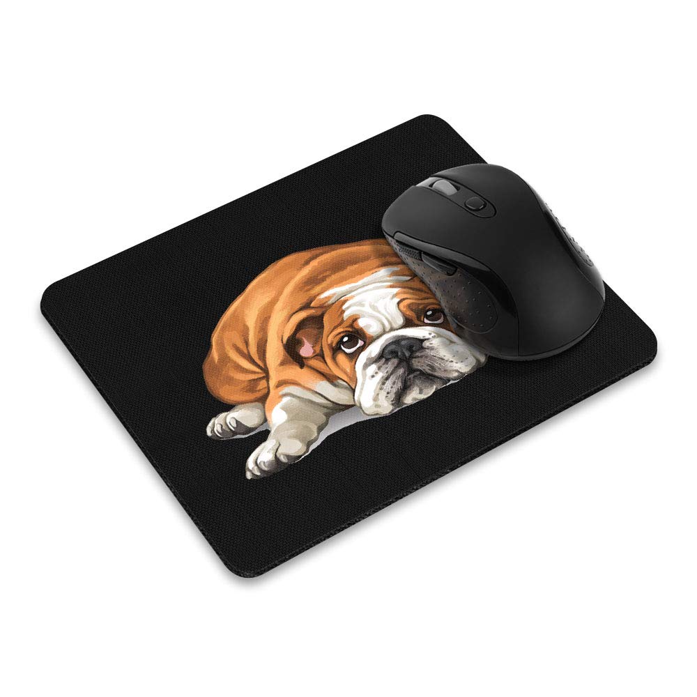 Non-Slip Rectangle Mouse Pad with Cute English Bulldog Design - Perfect for Home Office, Gaming Desk & Computer Workstation - Durable Desk Accessory for Work, Study & Online Meetings