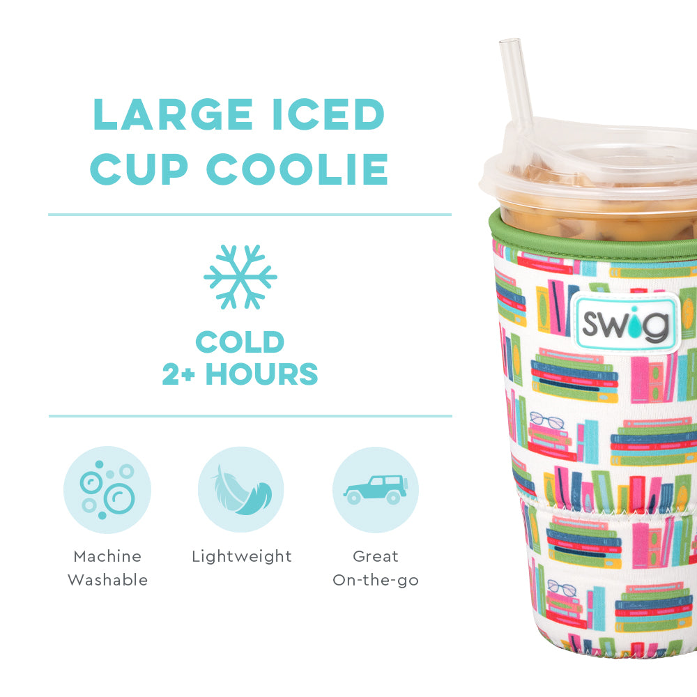 Book Club Large Iced Cup Coolie - Insulated Beverage Sleeve for Coffee, Tea & Cold Drinks - Perfect for Book Lovers, Reading Groups & Coffee Shop Visits