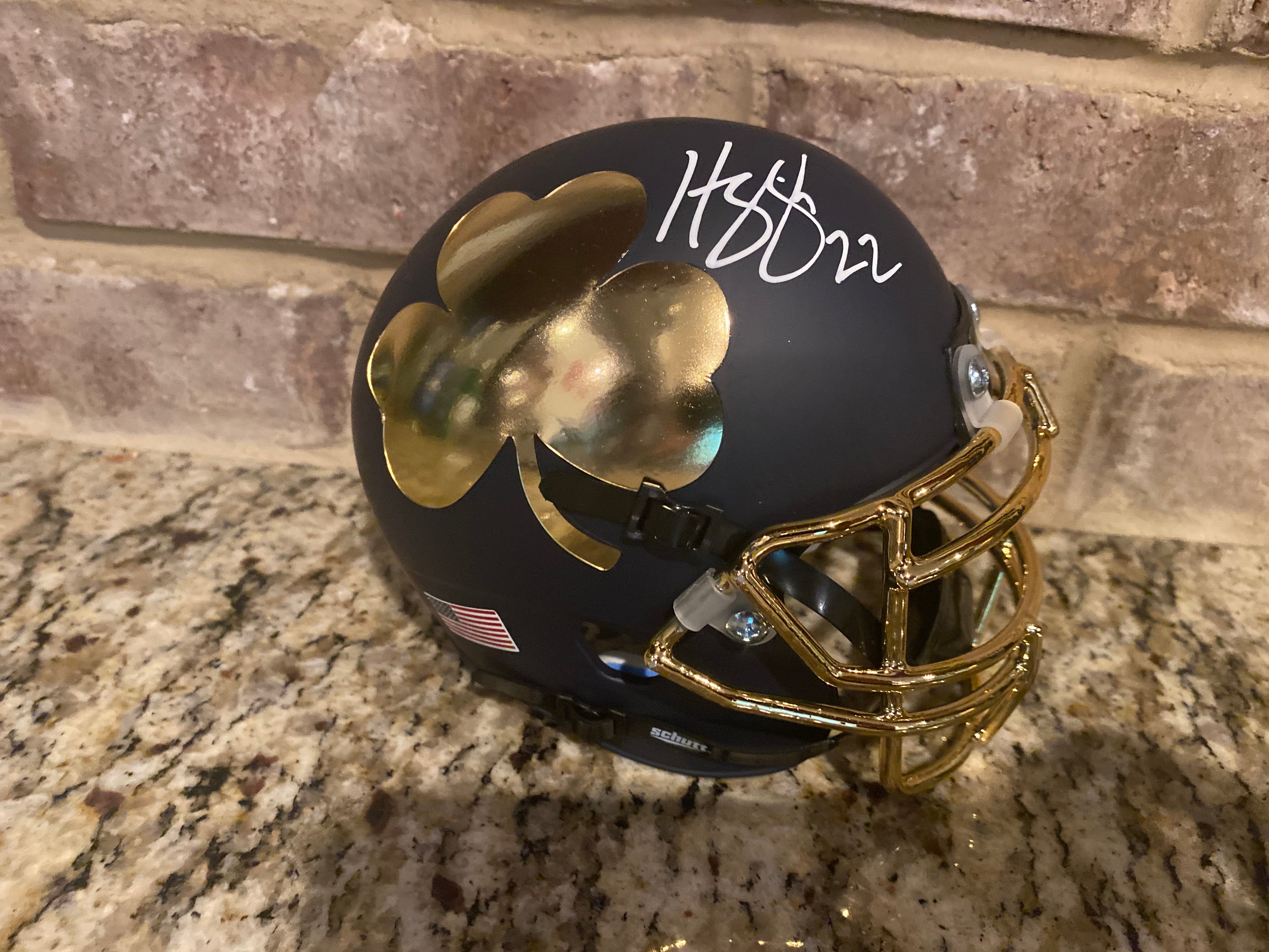 Harrison Smith Autographed Notre Dame Blue Mini Football Helmet - Signed Collectible for Fans, Sports Memorabilia, Home & Office Display