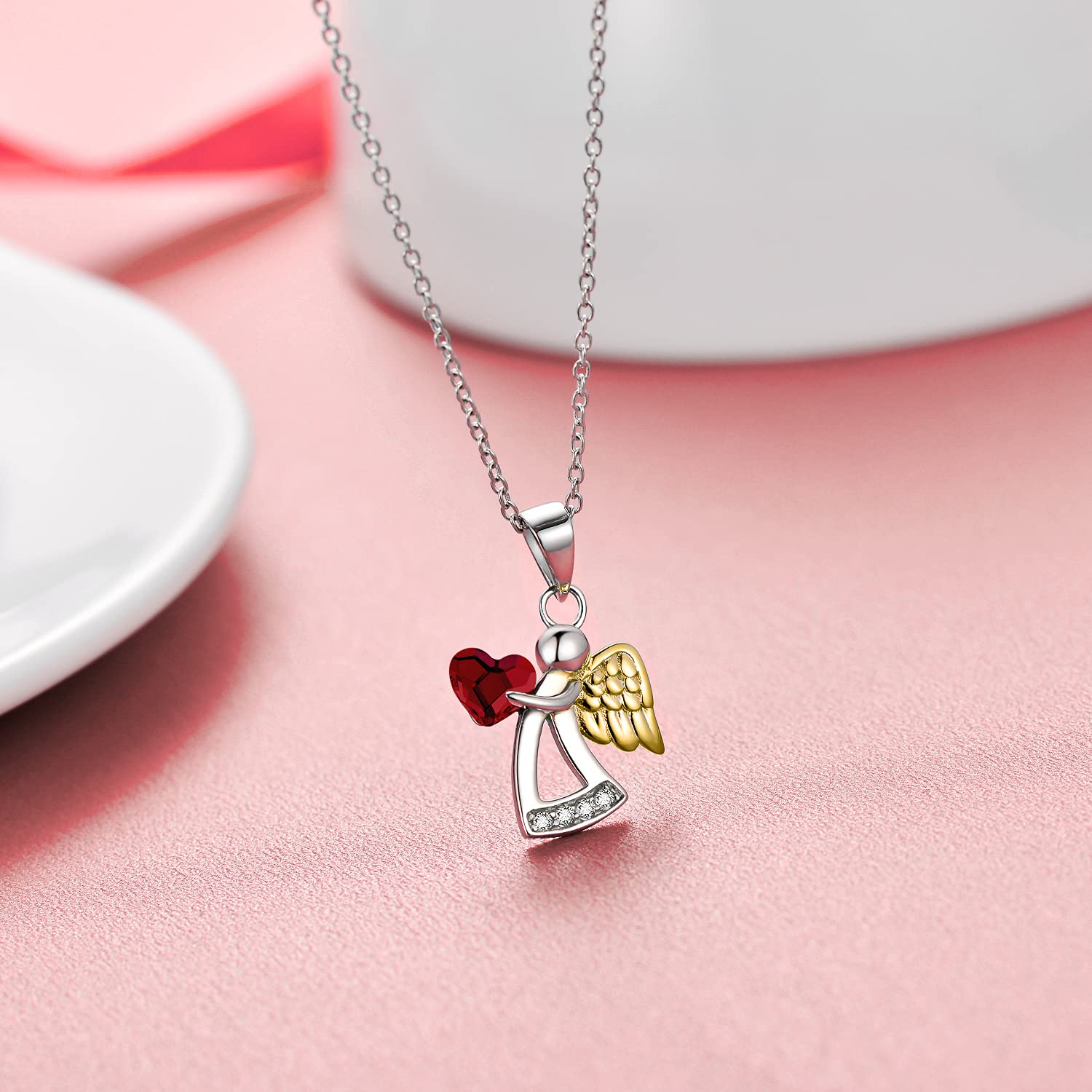AOBOCO 925 Sterling Silver Guardian Angel Pendant Necklace for Women - Elegant Birthday Gift, Christmas Present, Graduation Jewelry - Perfect for Daily Wear, Special Occasions & Spiritual Protection