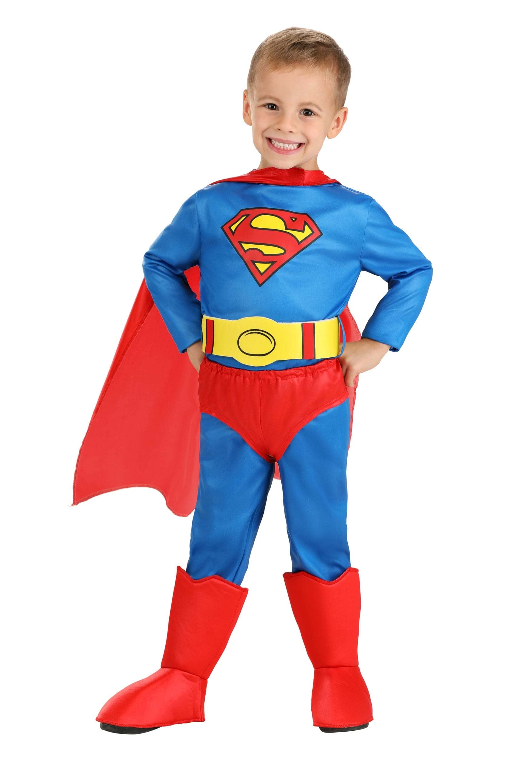 Superman Toddler Costume for Boys - Classic Red & Blue Superhero Outfit for Halloween, Cosplay & Dress-Up Play
