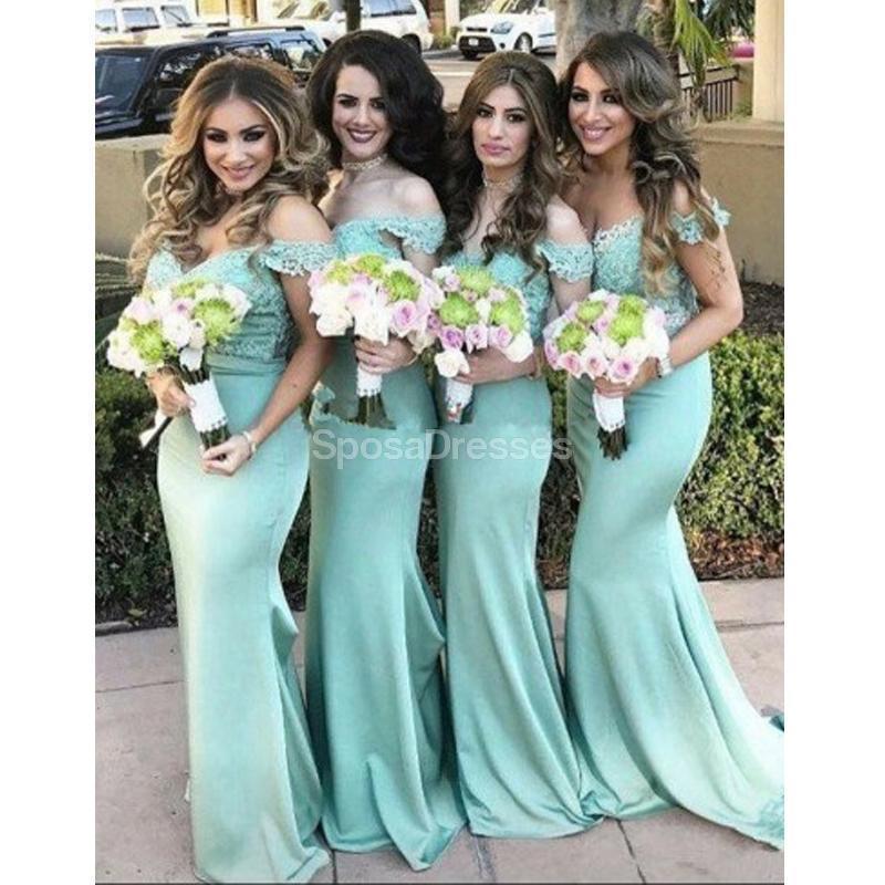 Elegant Off Shoulder Green Mermaid Long Bridesmaid Dress - Formal Evening Gown for Weddings, Prom & Special Occasions | Style WG703