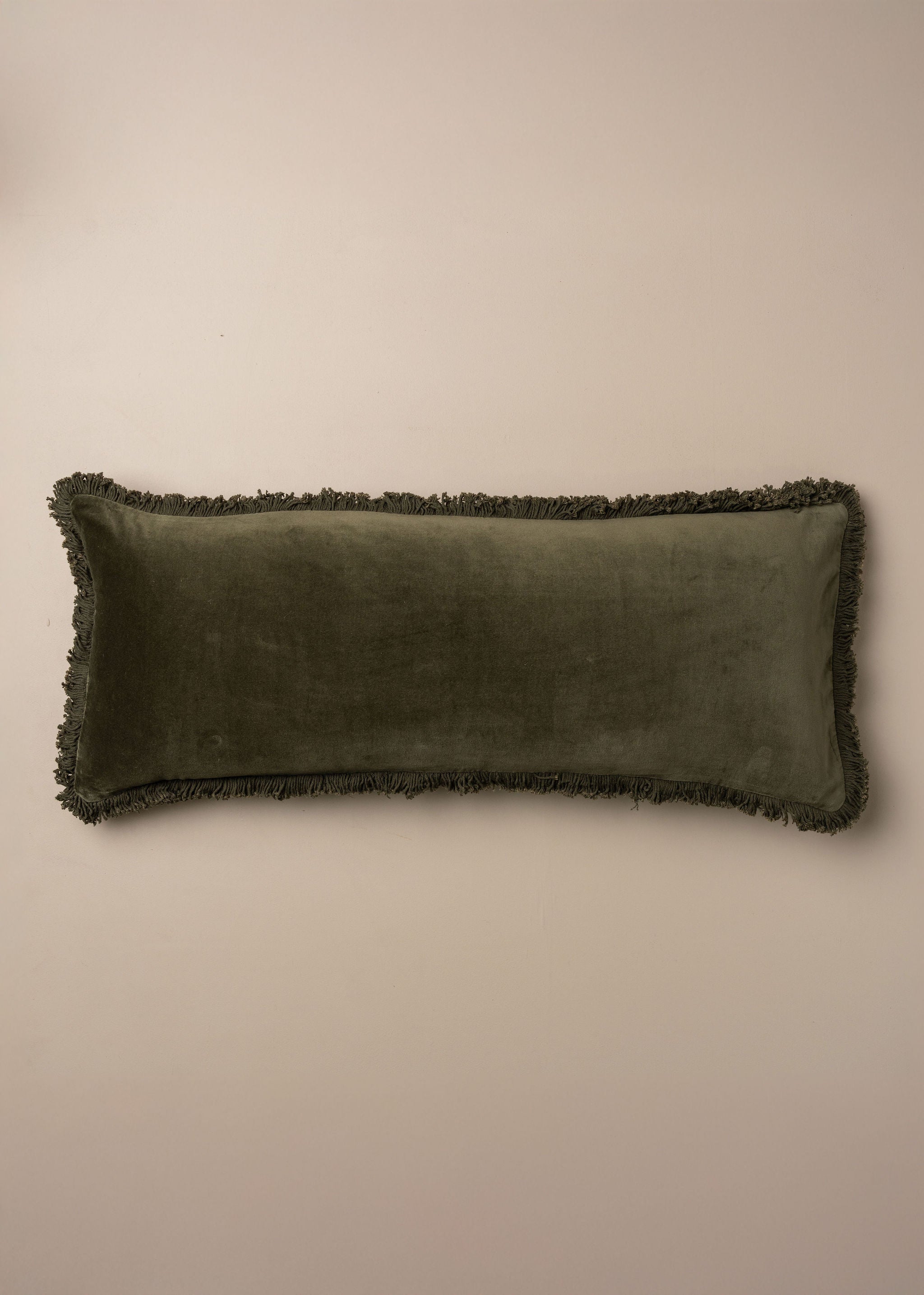 Luxury Velvet Bolster Cushion for Sofa & Bed - Dark Olive Green Pillow for Home Decor, Living Room, Nursery & Office Use