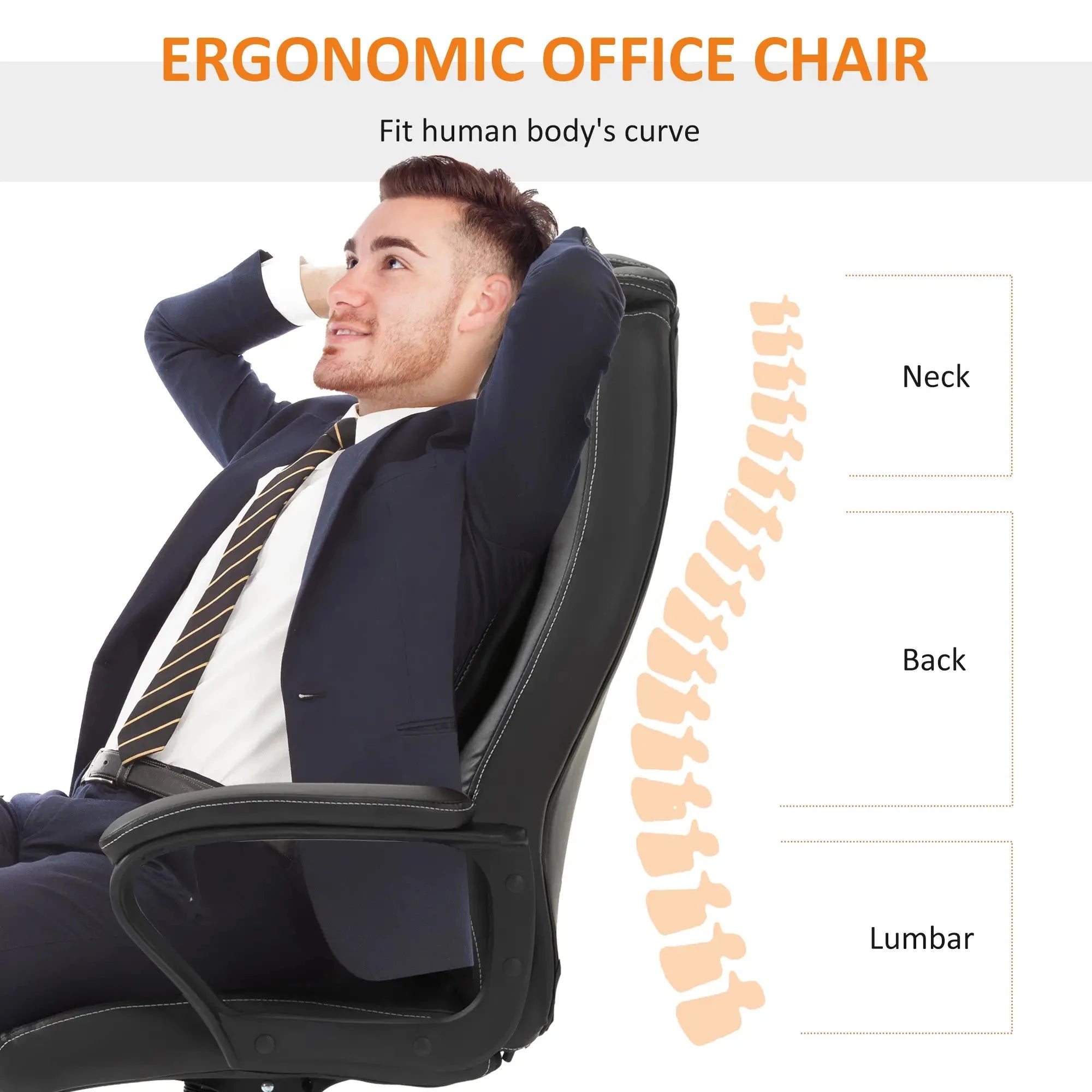 Premium High Back Executive Office Chair - Faux Leather Massage Chair with 6-Point Vibration & 360° Swivel - Black/Gray Options - Perfect for Home Office & Workspace Comfort