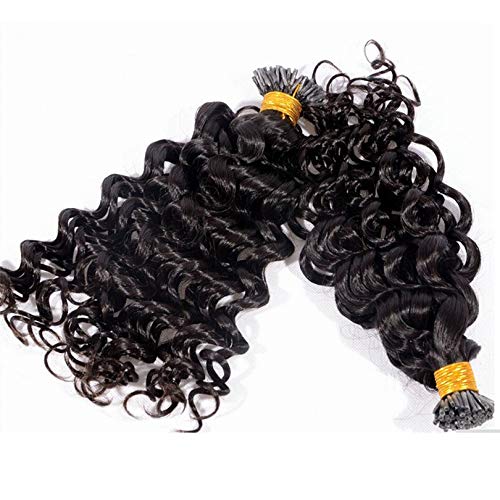 Premium Malaysian Loose Wave Human Hair Extensions - 30 Inch I-Tip Bonded Hair 1g/s (Colors #1/#2/#4) - Deep Curly Easy Stick Tip for Natural Look - Perfect for Weddings, Parties & Daily Styling (22 Inch 100 Strands, Color #2 Darkest Brown)