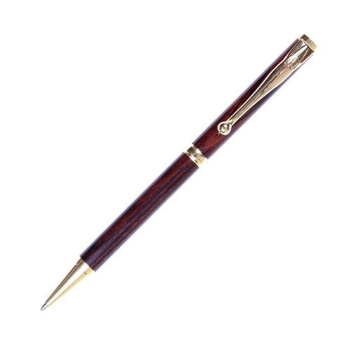 Premium Slimline Twist Pen - Titanium Nitride Finish with Kingwood Barrel - Elegant Writing Instrument for Office, Gifts & Business Professionals
