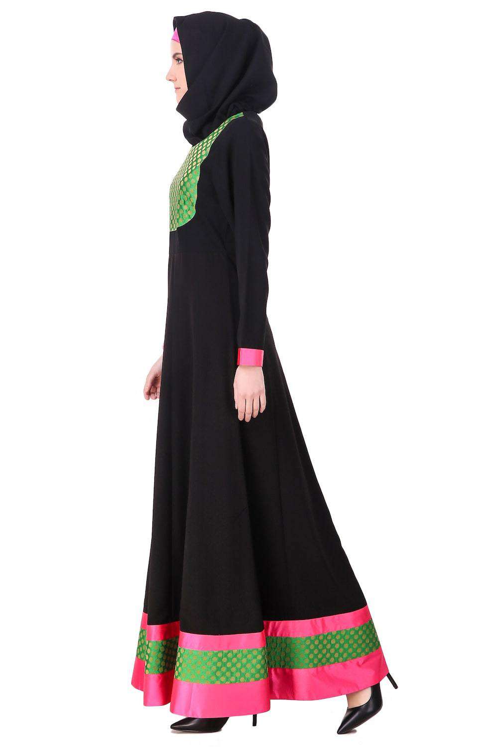 Elegant Black Anarkali Eid Abaya Dress for Women - Modest Islamic Prayer Gown - Perfect for Eid Celebrations, Weddings & Special Occasions