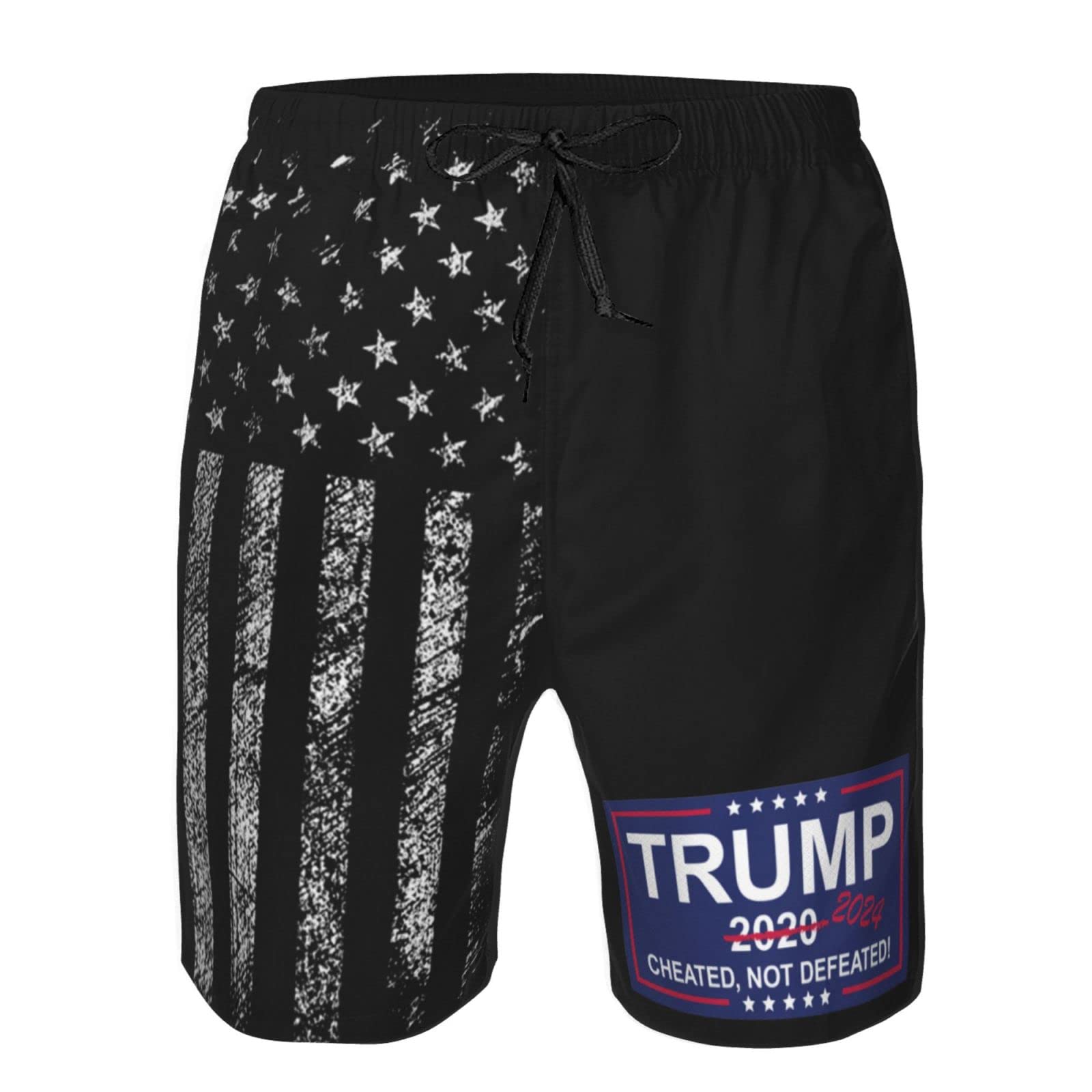 Funny Trump 2024 Cheated Not Defeated Gifts - Men's Mesh Basketball Shorts - Breathable & Comfortable Athletic Shorts for Workout, Running, Gym & Casual Wear