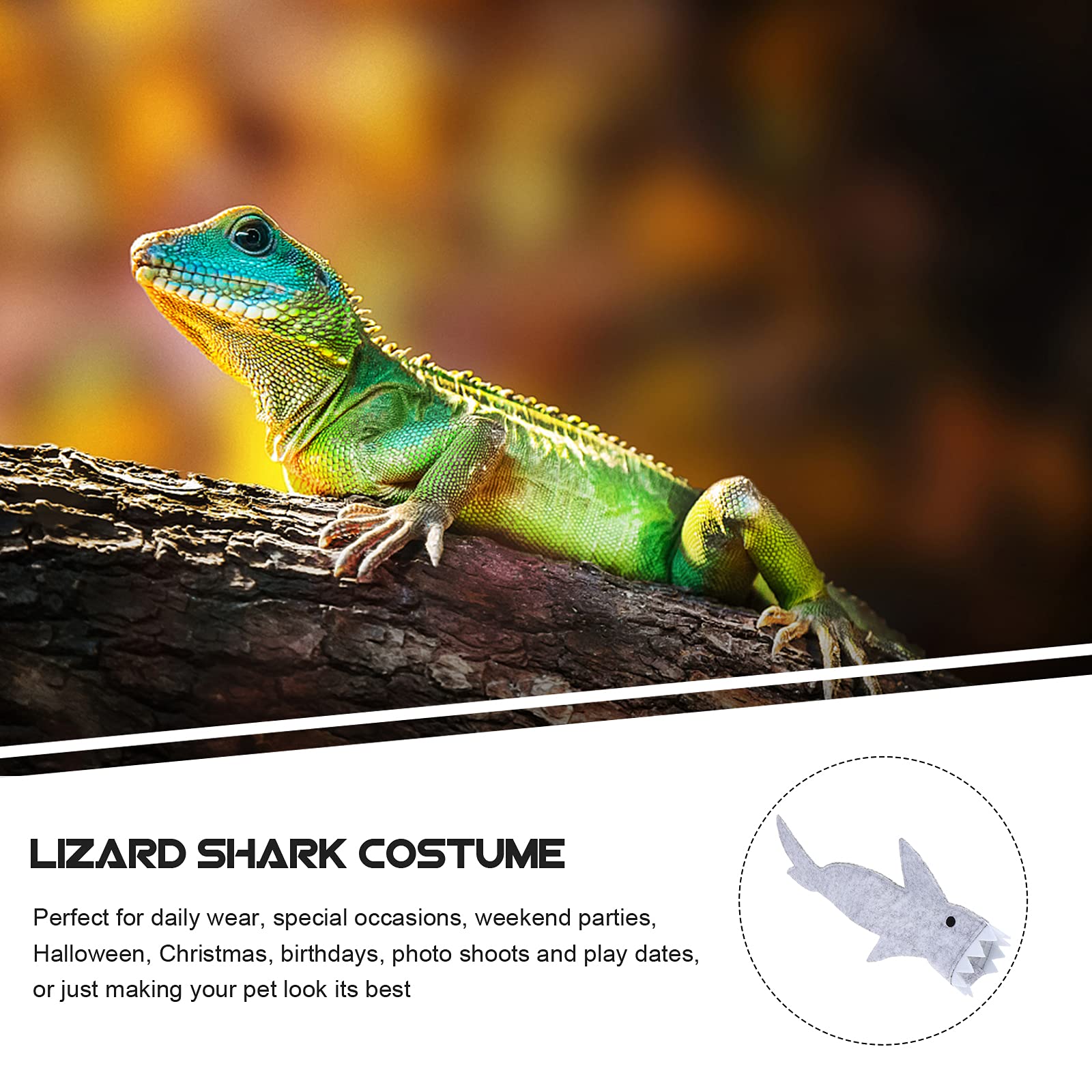Reptile Supplies 2pcs Lizard Shark Suit - Cute Pet Costume Jumpsuit for Small Reptiles - Perfect for Halloween & Photo Shoots