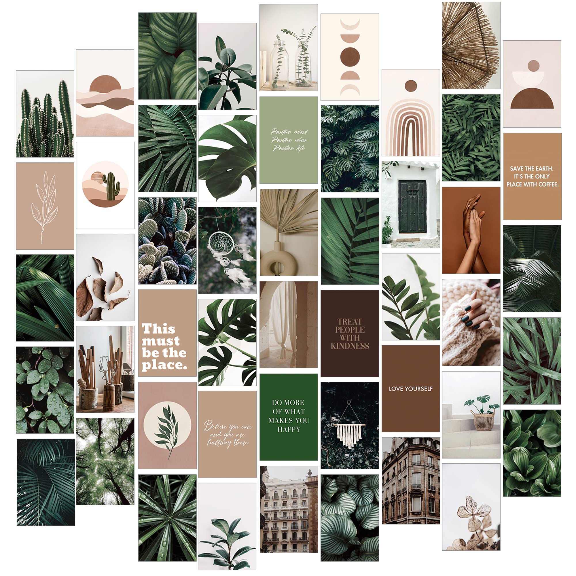 Boho Botanical Wall Art Kit - 50pcs Vintage Floral Posters for Bedroom & Home Decor - Perfect for Aesthetic Wall Collage