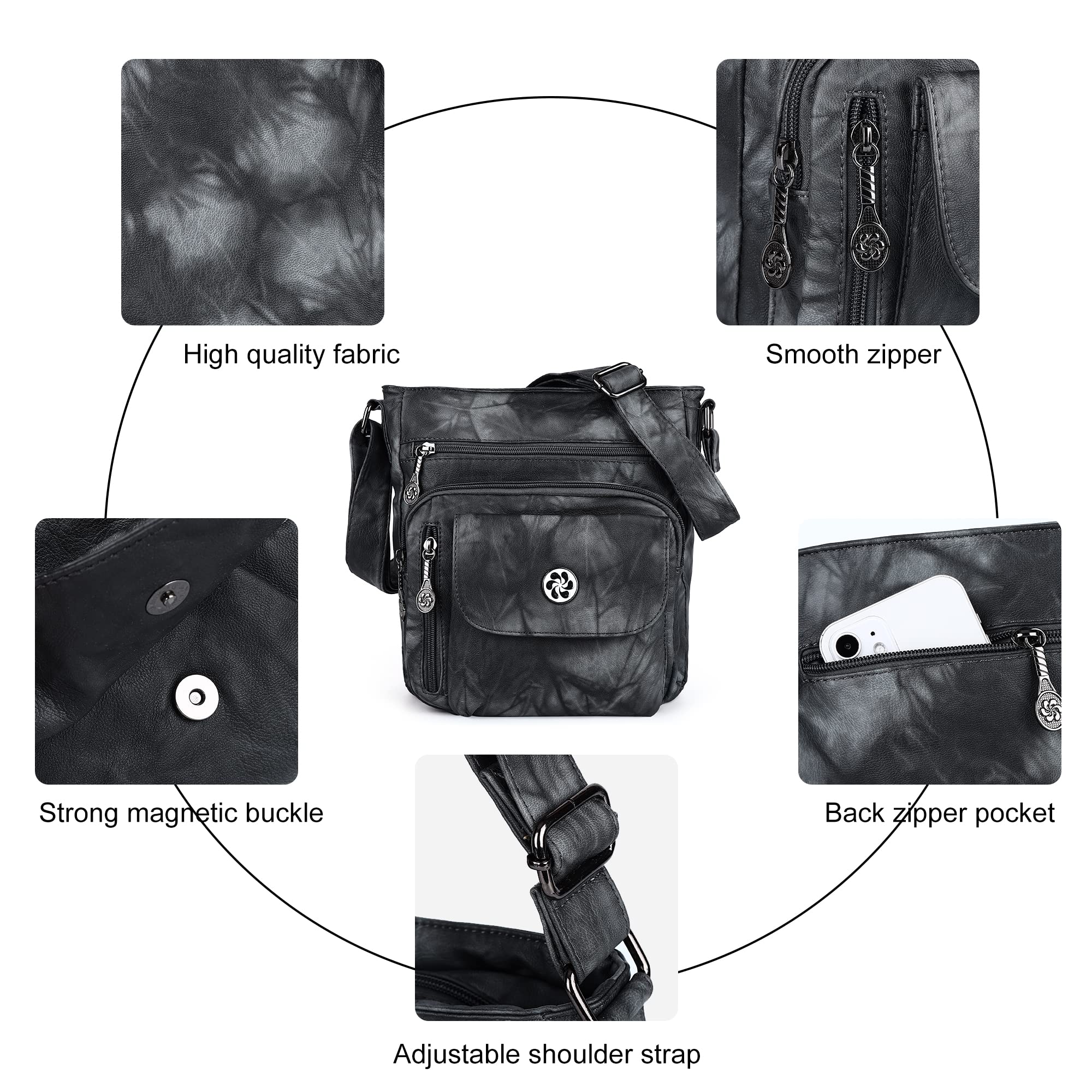 Angel Kiss Vegan Leather Crossbody Bag for Women - Adjustable Strap Small Shoulder Purse | Perfect for Everyday Use, Travel & Shopping