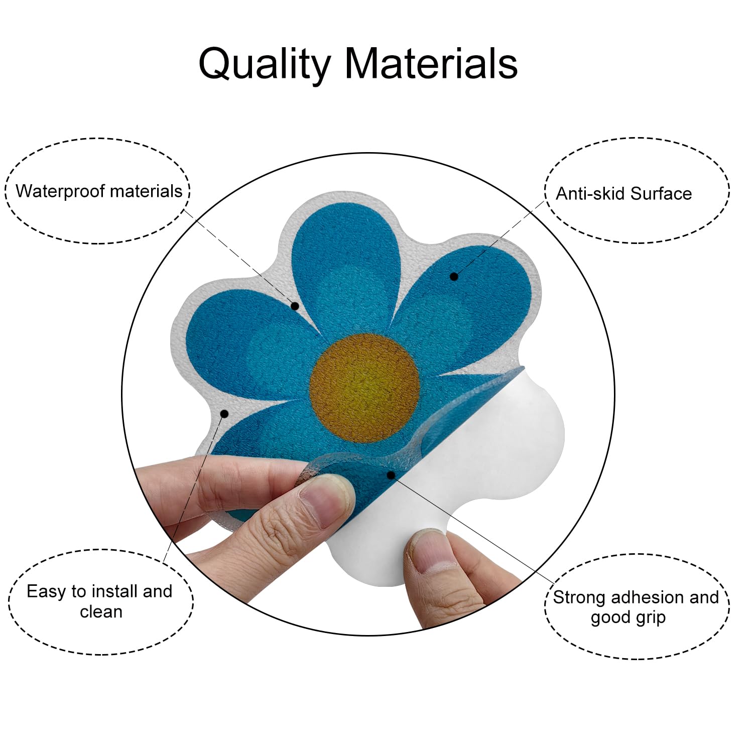 20-Piece Non-Slip Bathtub Stickers with Bright Flower Design - Anti-Slip Shower Stickers for Bathroom Safety - Perfect for Bathtubs, Showers, and Pool Floors to Prevent Slips and Falls