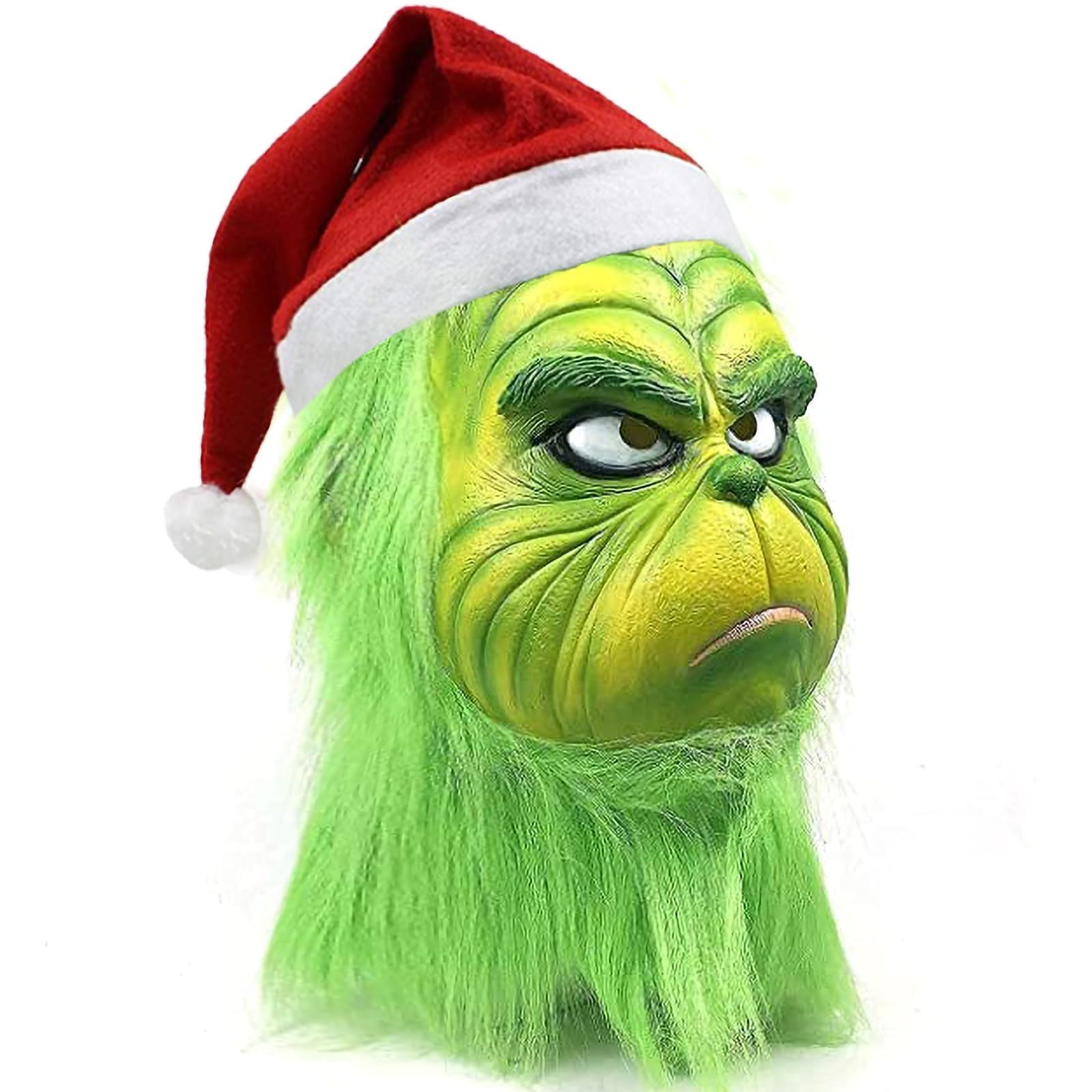 Green Christmas Cosplay Mask - Halloween & Holiday Party Costume Accessory for Festive Celebrations & Themed Events
