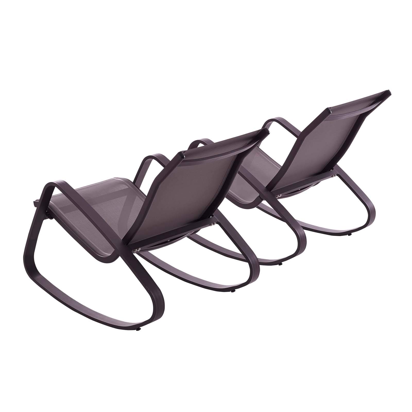 Modway Traveler Outdoor Patio Aluminum Mesh Rocking Sling Glider Chairs - Set of 2 Black Lounge Chairs for Backyard, Garden & Poolside Relaxation