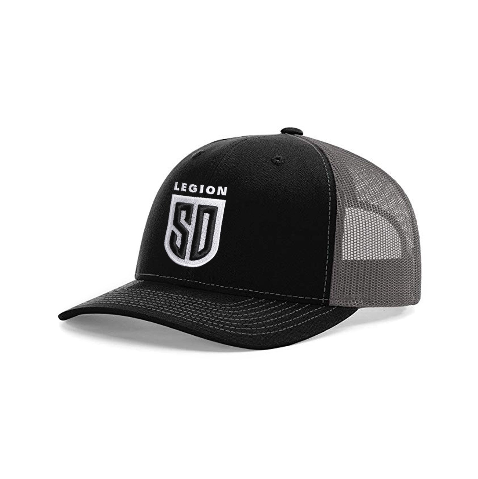 SD LEGION Mesh Hat - Black/White on Gray - Breathable & Stylish Baseball Cap for Outdoor Sports, Hiking & Casual Wear