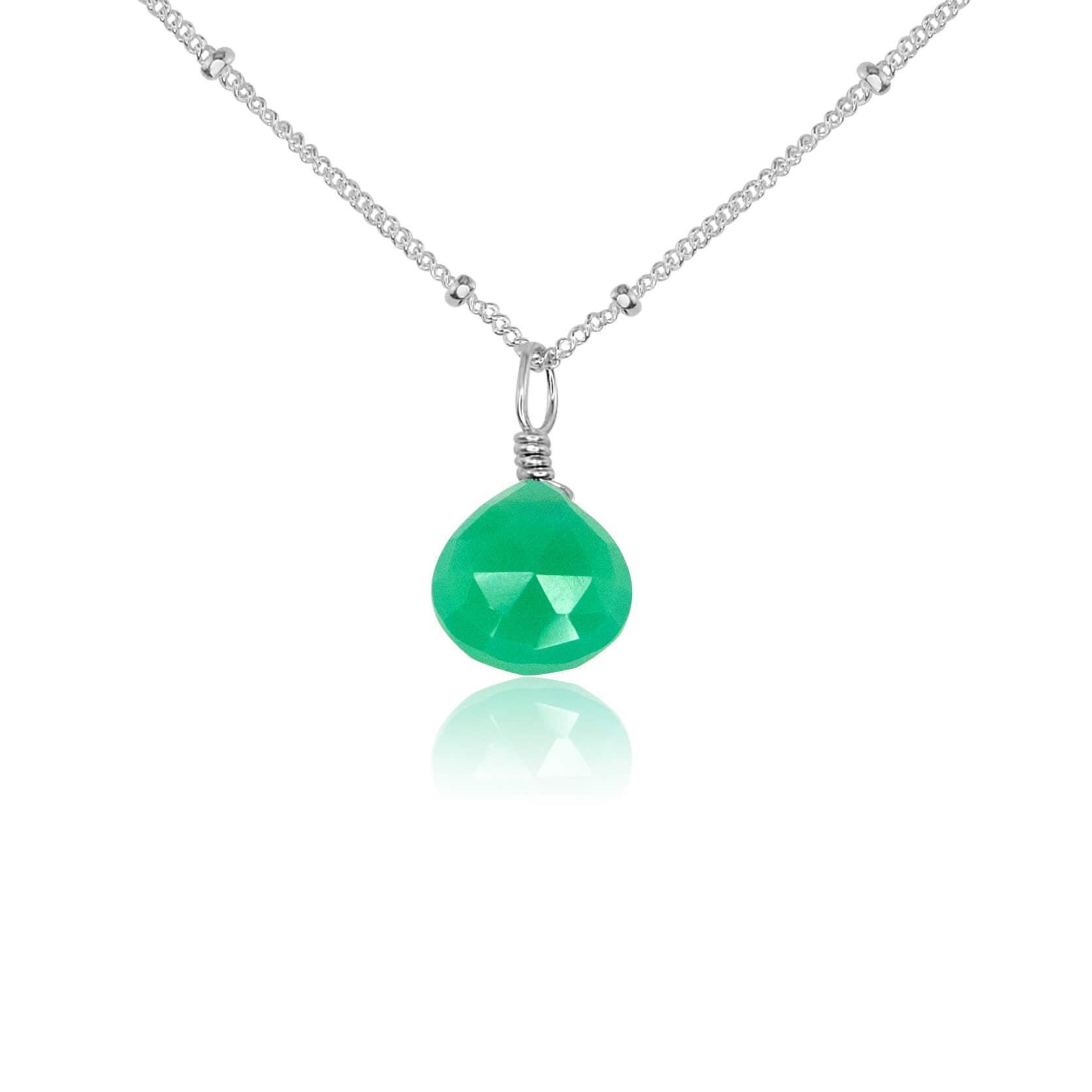 Natural Chrysoprase Teardrop Crystal Pendant Necklace for Women - Healing Stone Jewelry for Meditation, Yoga & Spiritual Gifts