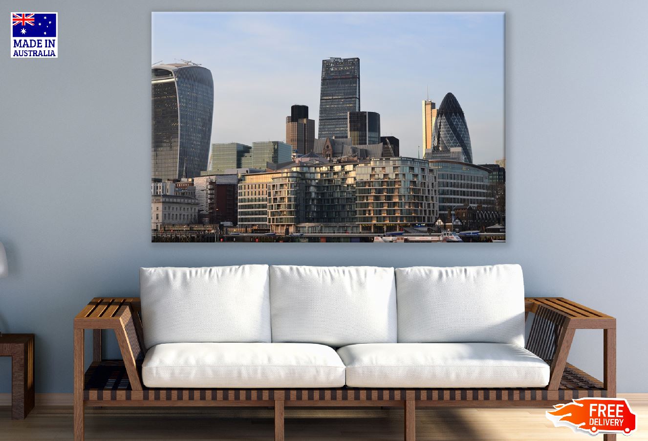 30 St Mary Axe Tower & London Skyline Photograph - Premium Australian Made Wall Art Print for Home & Office Decor