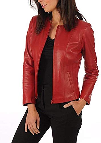 Women's 100% Lambskin Leather Bomber Jacket - Full Sleeve Biker Motorcycle Jacket | Regular Fit for Casual Wear & Riding | Perfect for Outdoors, Travel & Fashion